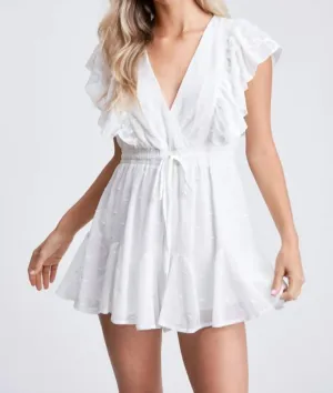 Ruffle Romper In Off White