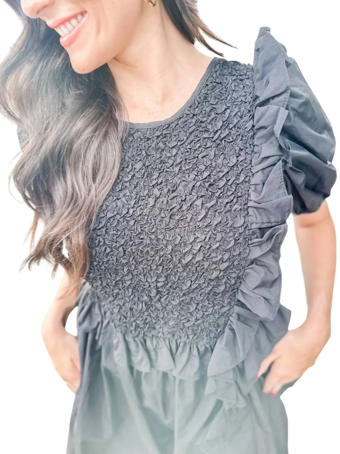 Ruffled Romper In Black