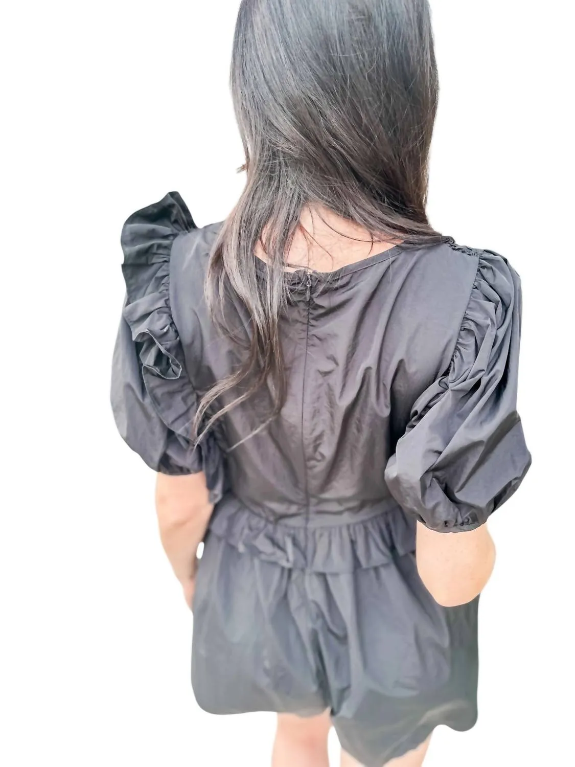 Ruffled Romper In Black