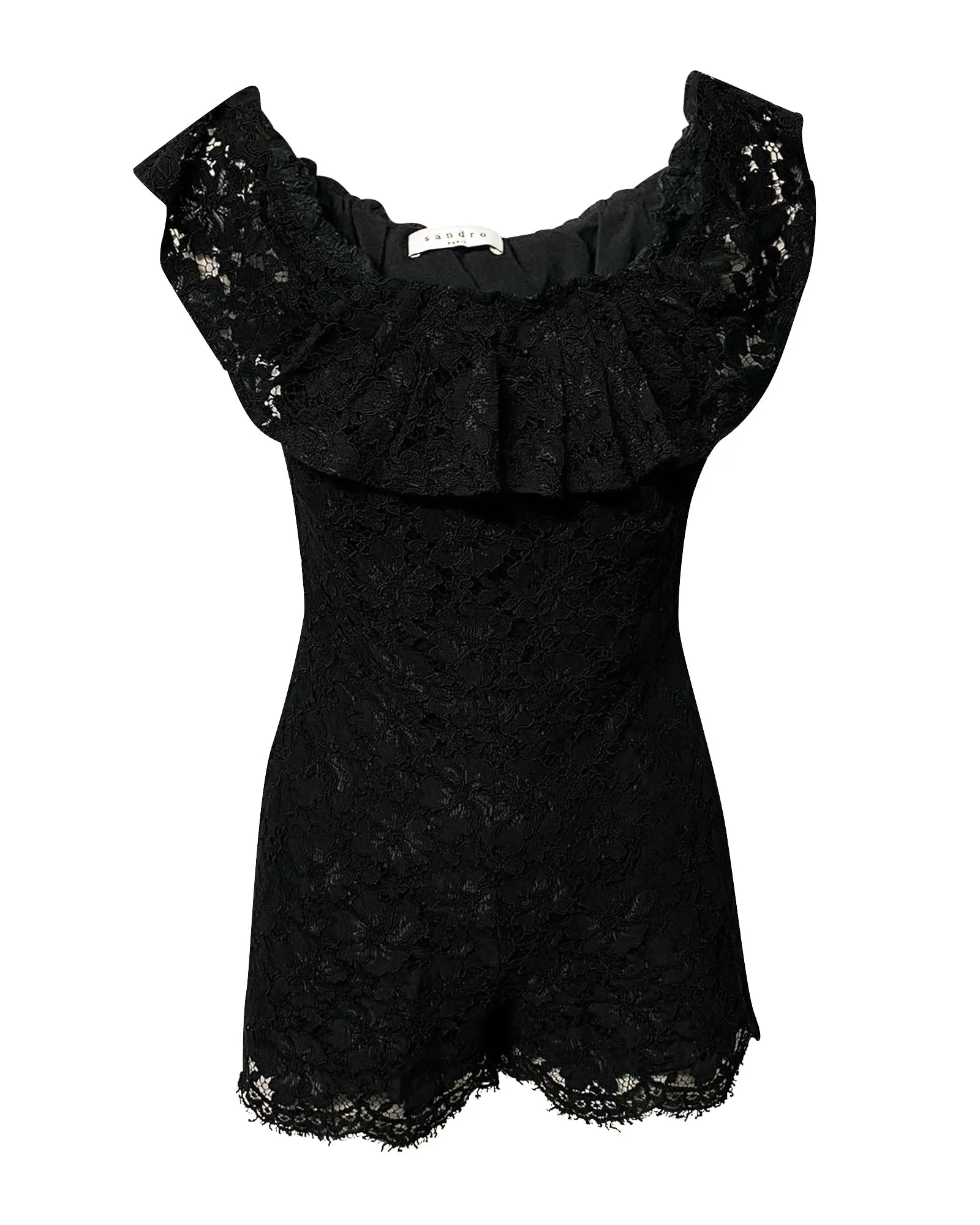 Sandro Off-shoulder Romper in Black Polyester