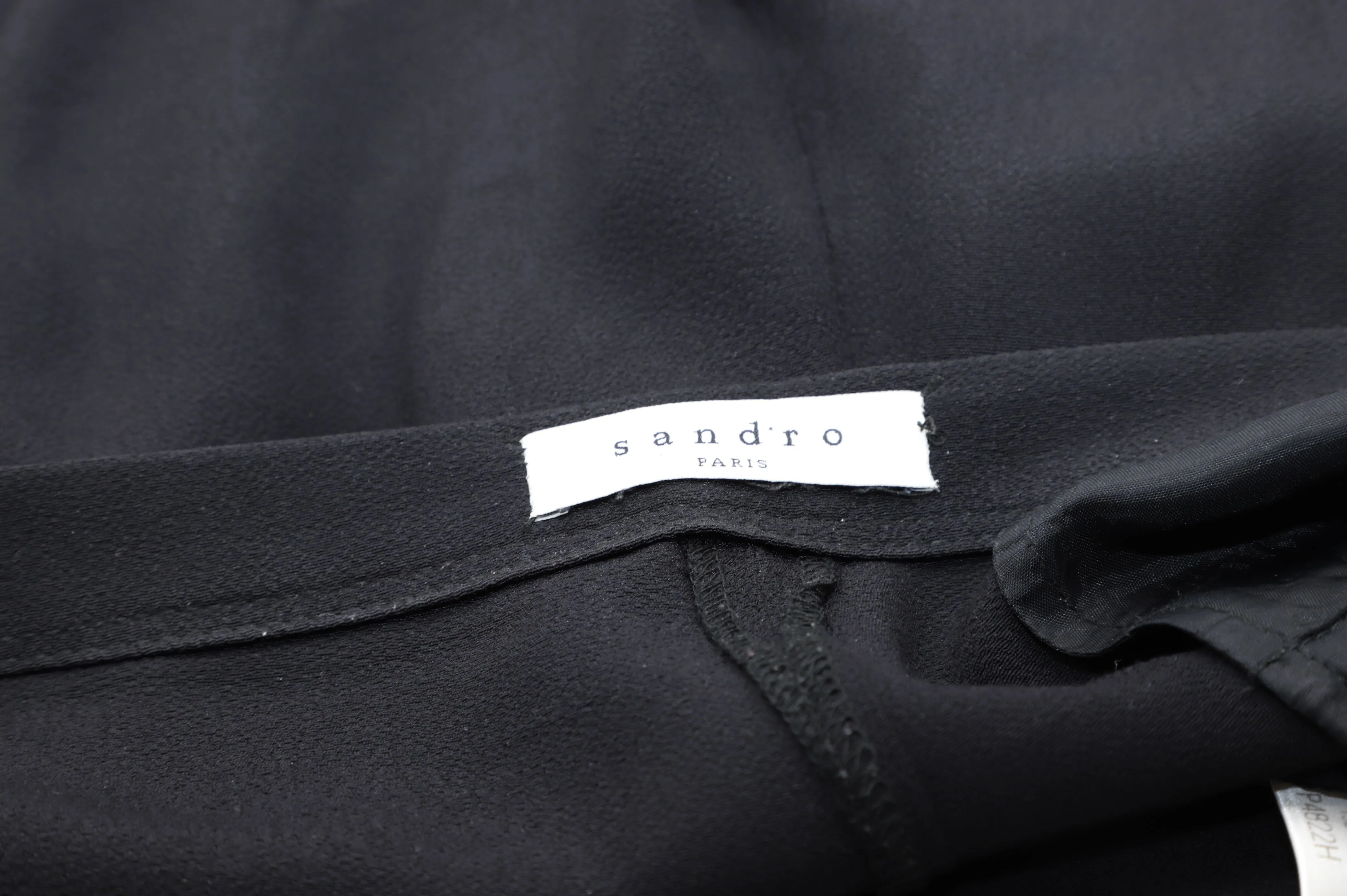 Sandro Paris Straight Trousers with Zip Pocket in Black Viscose