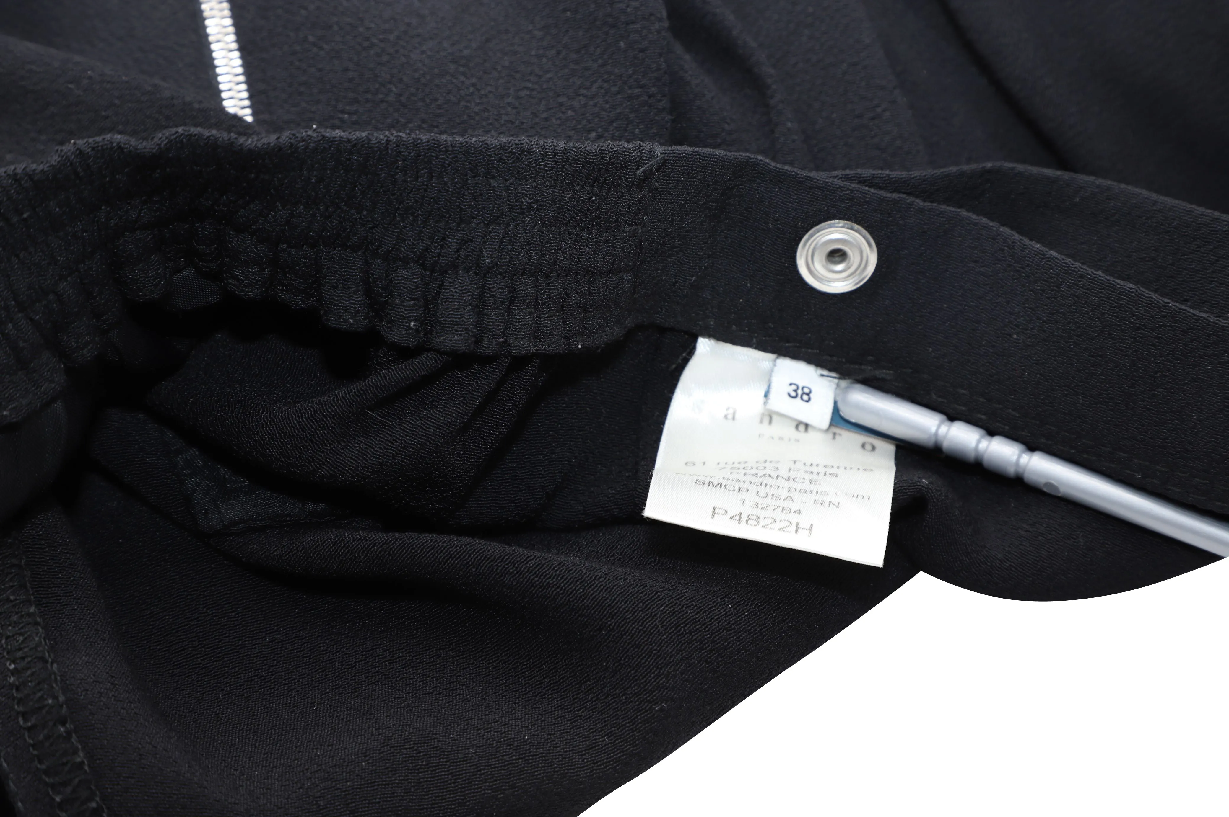 Sandro Paris Straight Trousers with Zip Pocket in Black Viscose