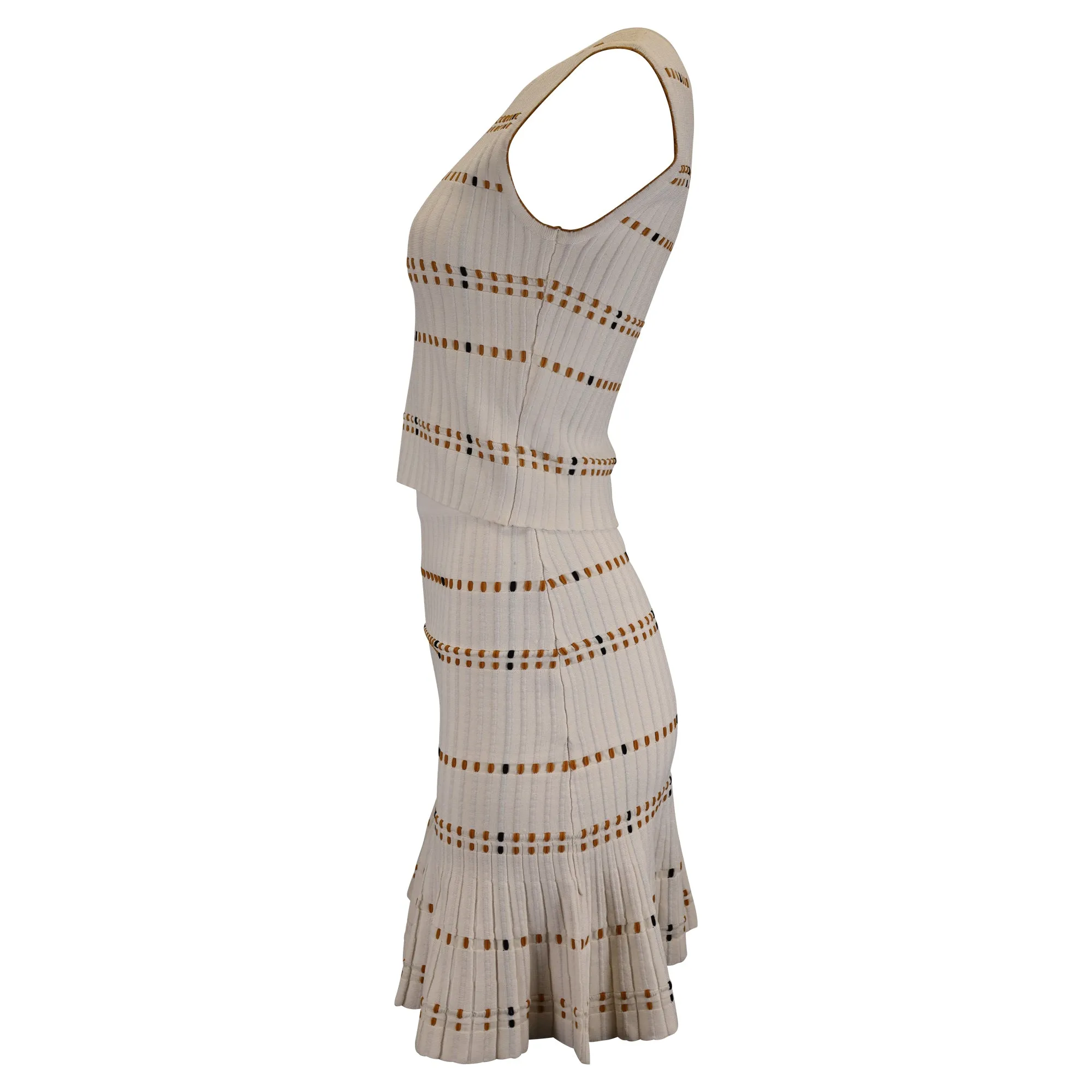 Sandro Paris Stretch Knit Mini Skirt in Cream Cotton