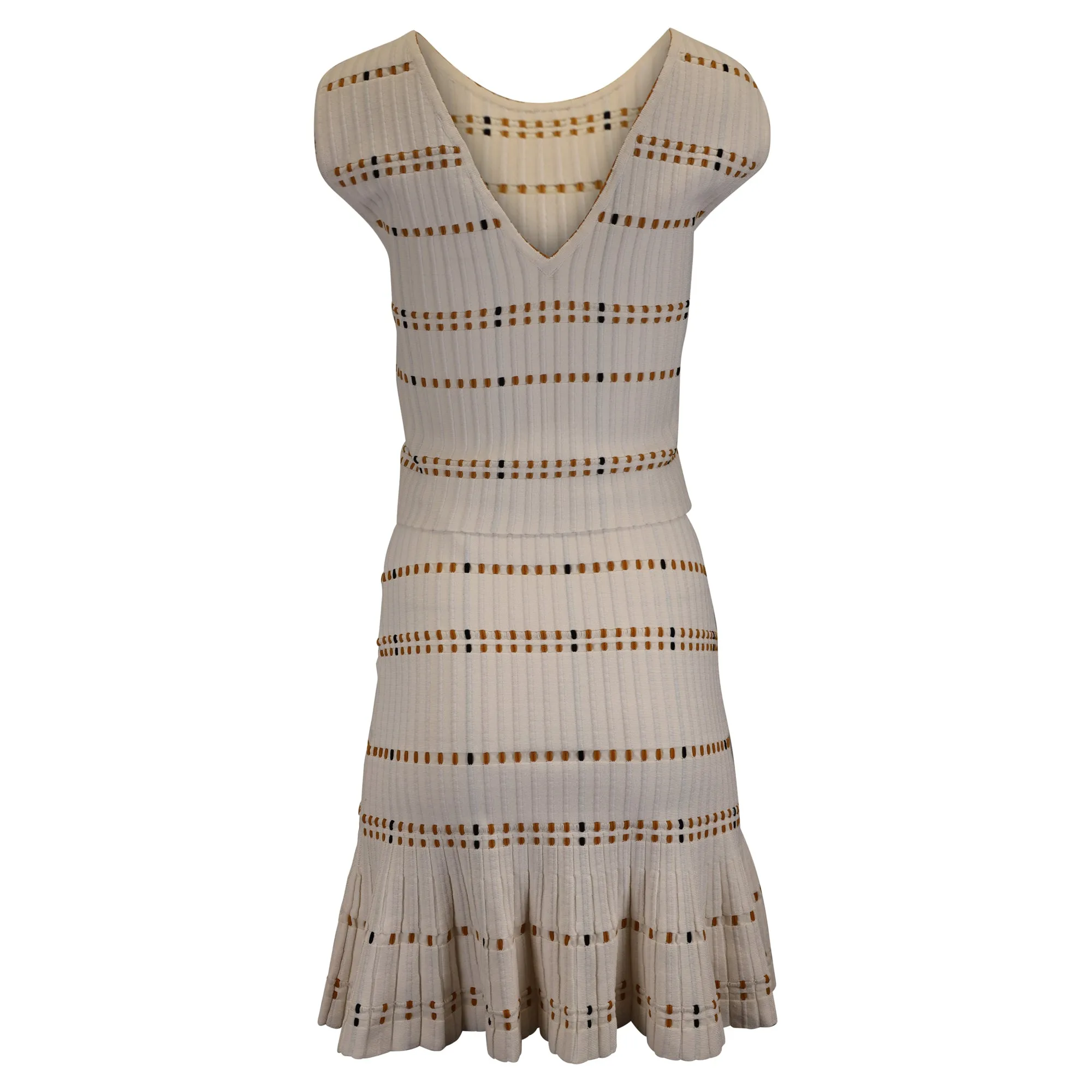 Sandro Paris Stretch Knit Mini Skirt in Cream Cotton