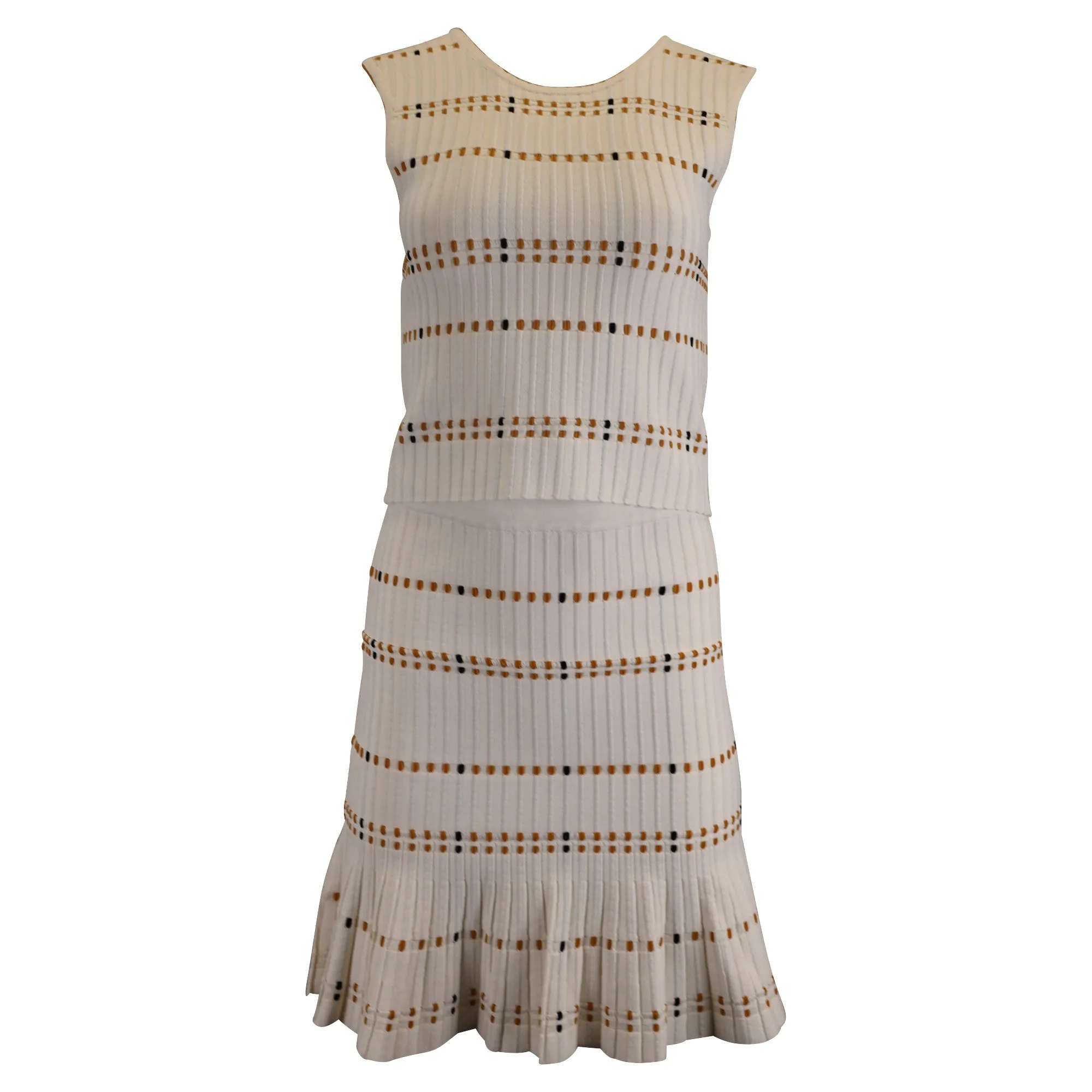 Sandro Paris Stretch Knit Mini Skirt in Cream Cotton