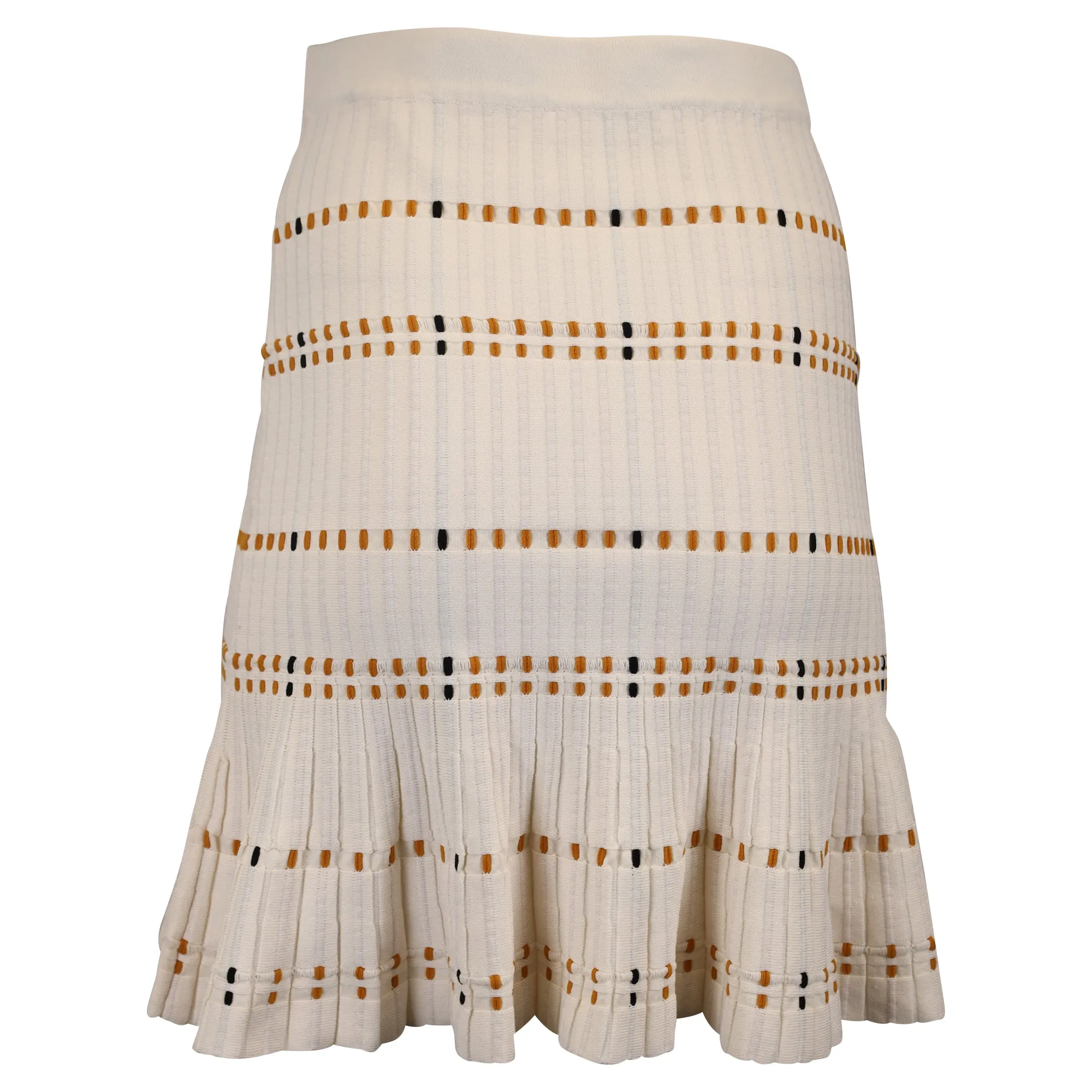 Sandro Paris Stretch Knit Mini Skirt in Cream Cotton