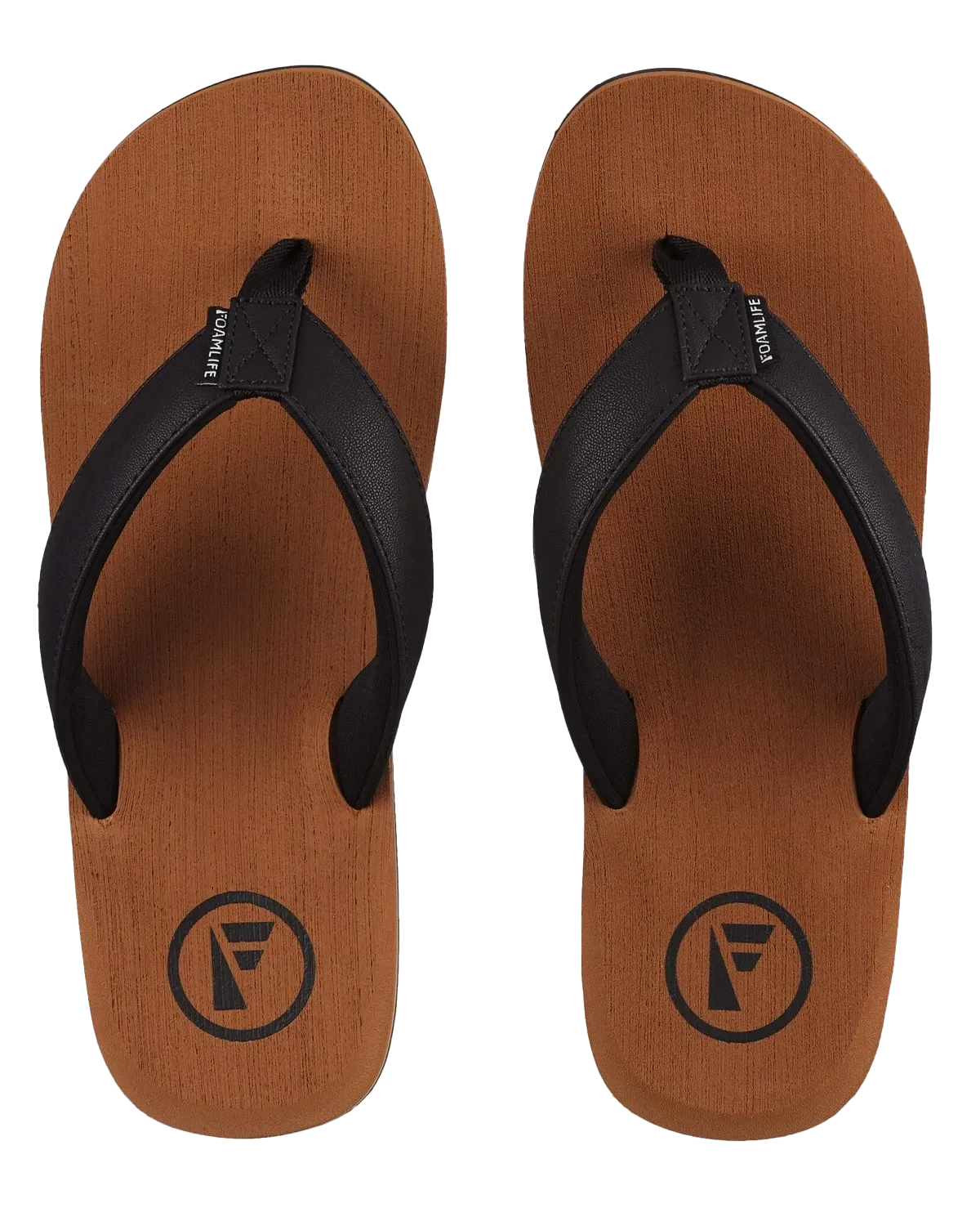 Seales Mens Flip Flops in Tan & Black