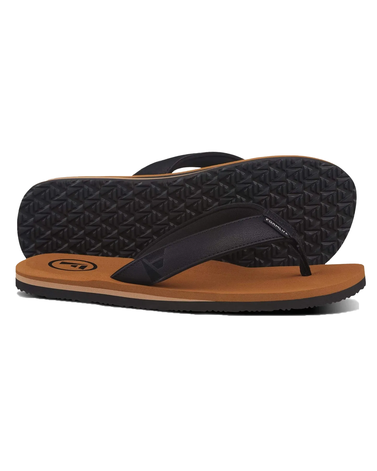 Seales Mens Flip Flops in Tan & Black