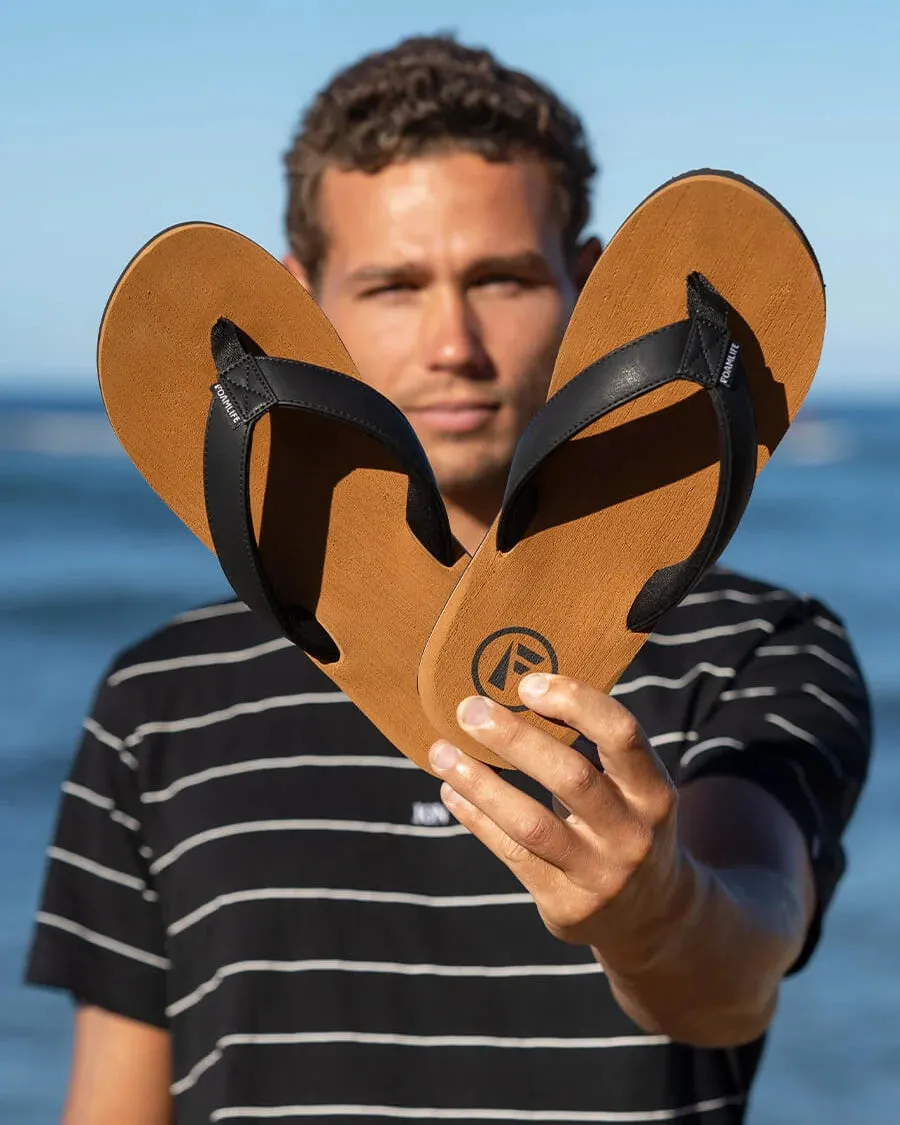 Seales Mens Flip Flops in Tan & Black