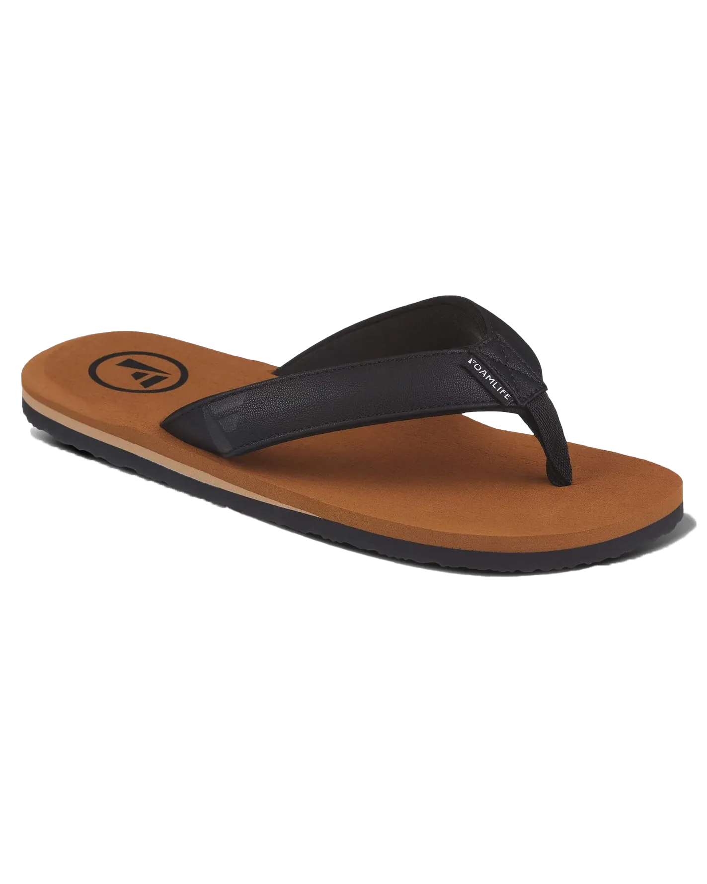 Seales Mens Flip Flops in Tan & Black