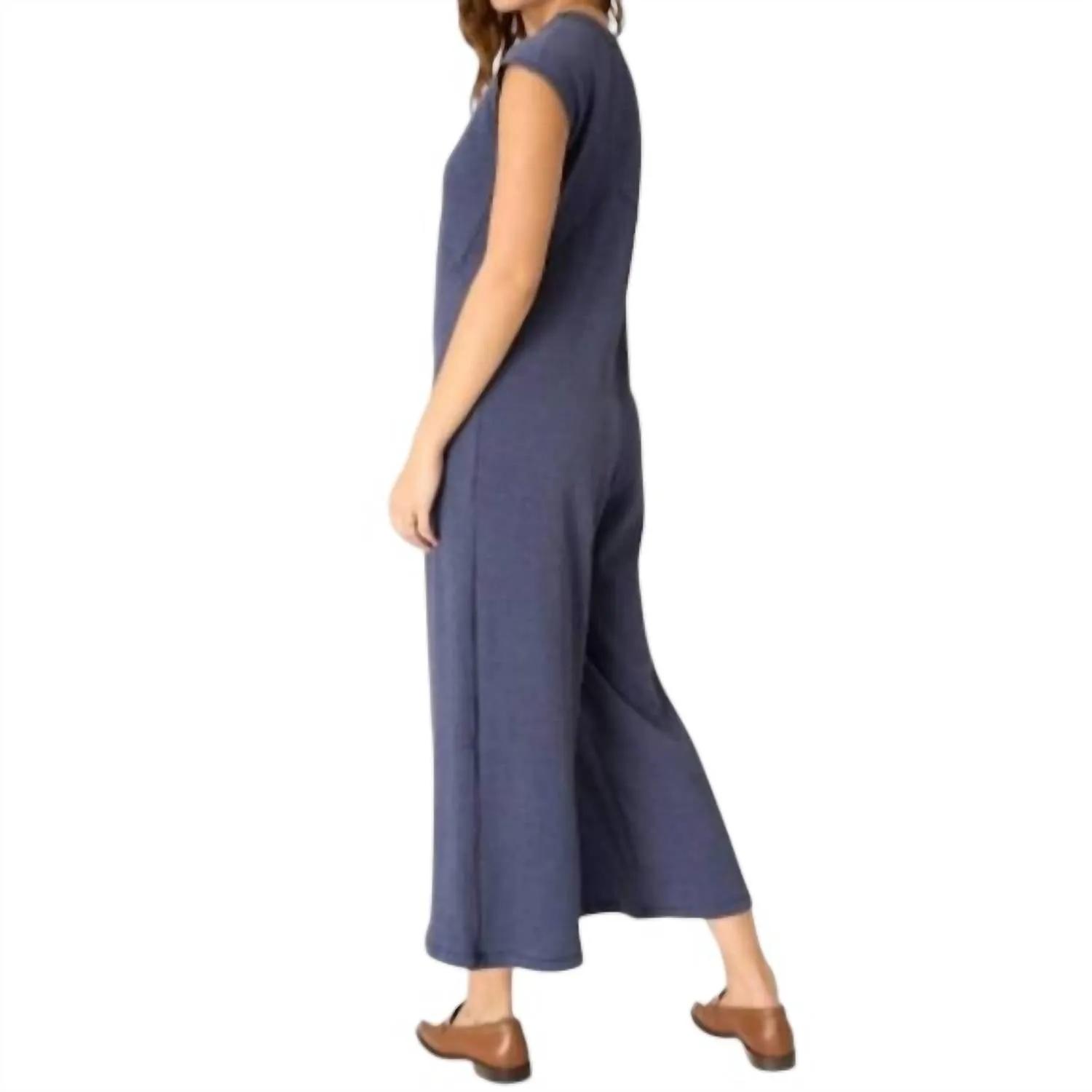 See Me Seamed Pointelle Jumpsuit In Navy