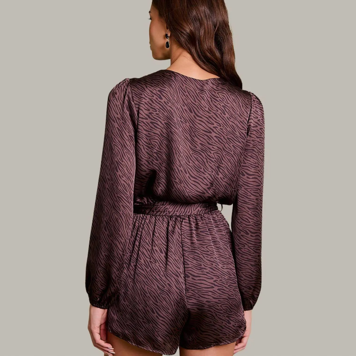 Serving Looks Zebra Romper In Cocoa/black