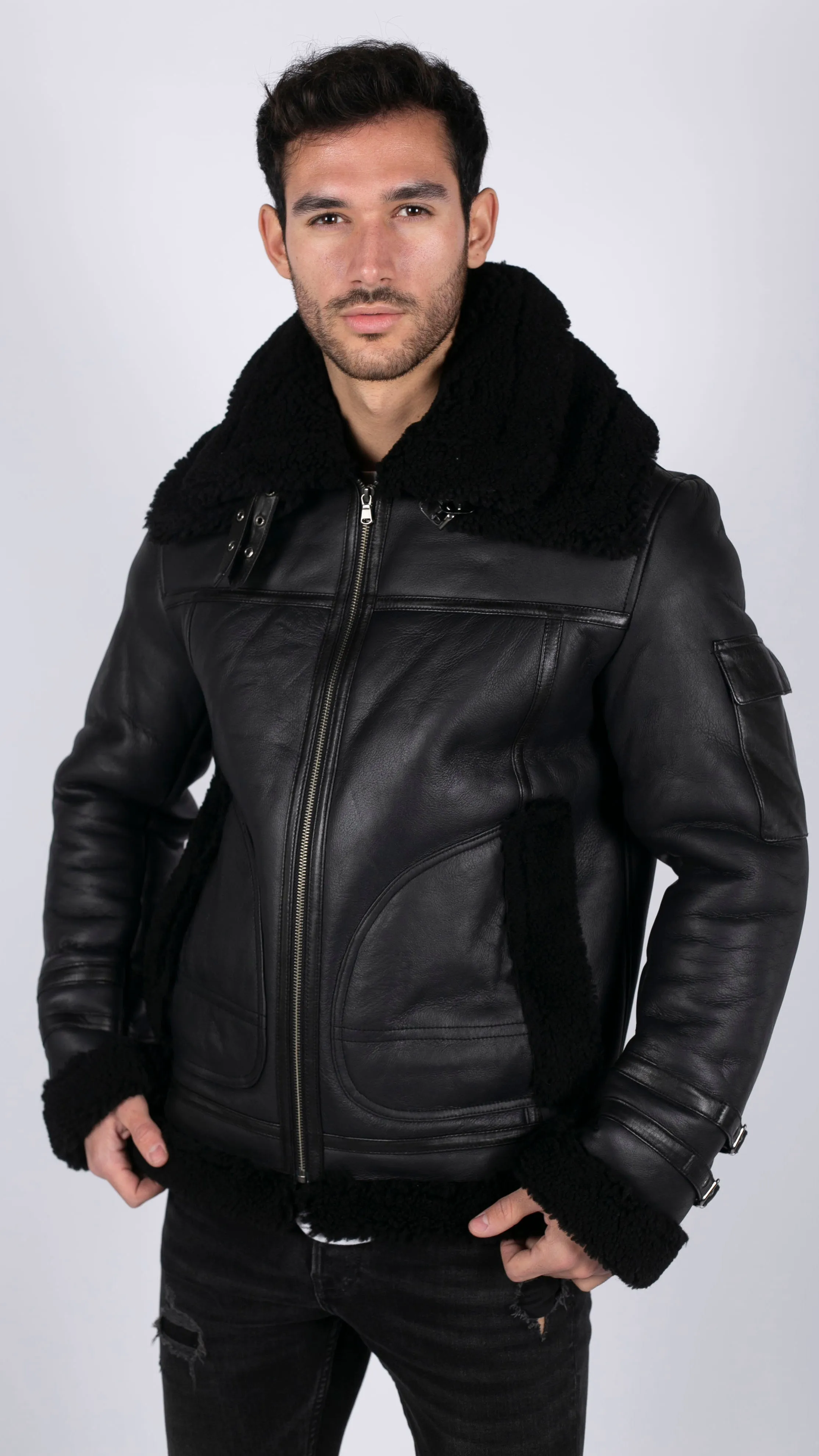 Shearling Sheepskin Zipped Coat