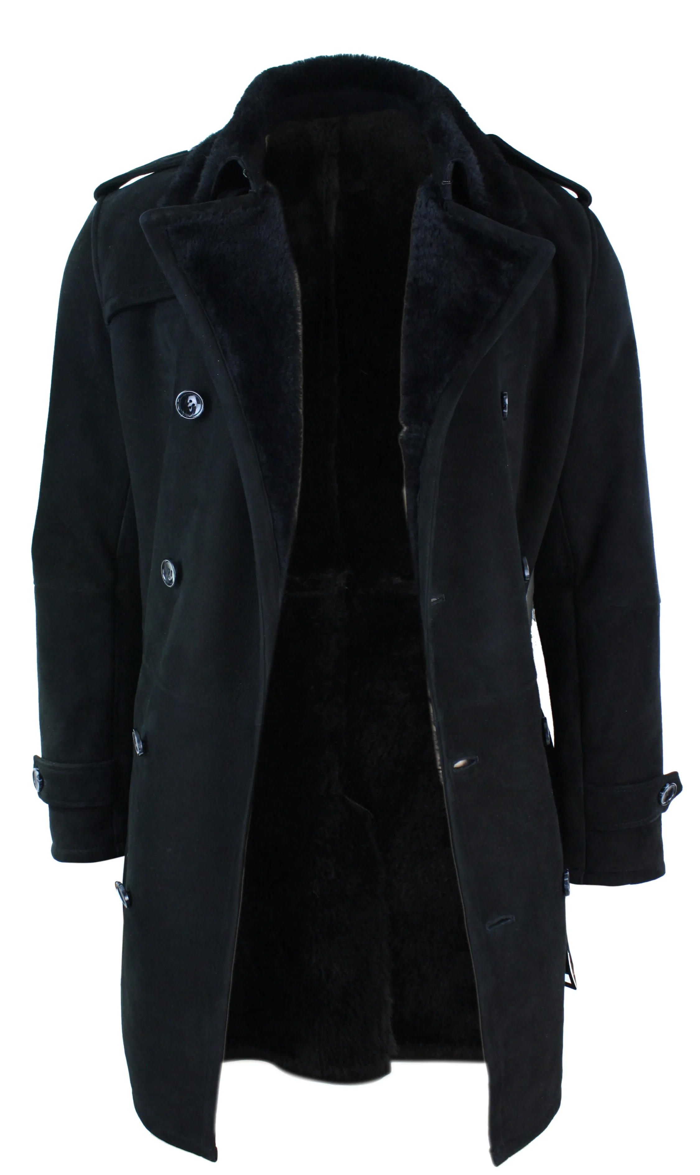 Sheepskin Double Breasted Belted Overcoat
