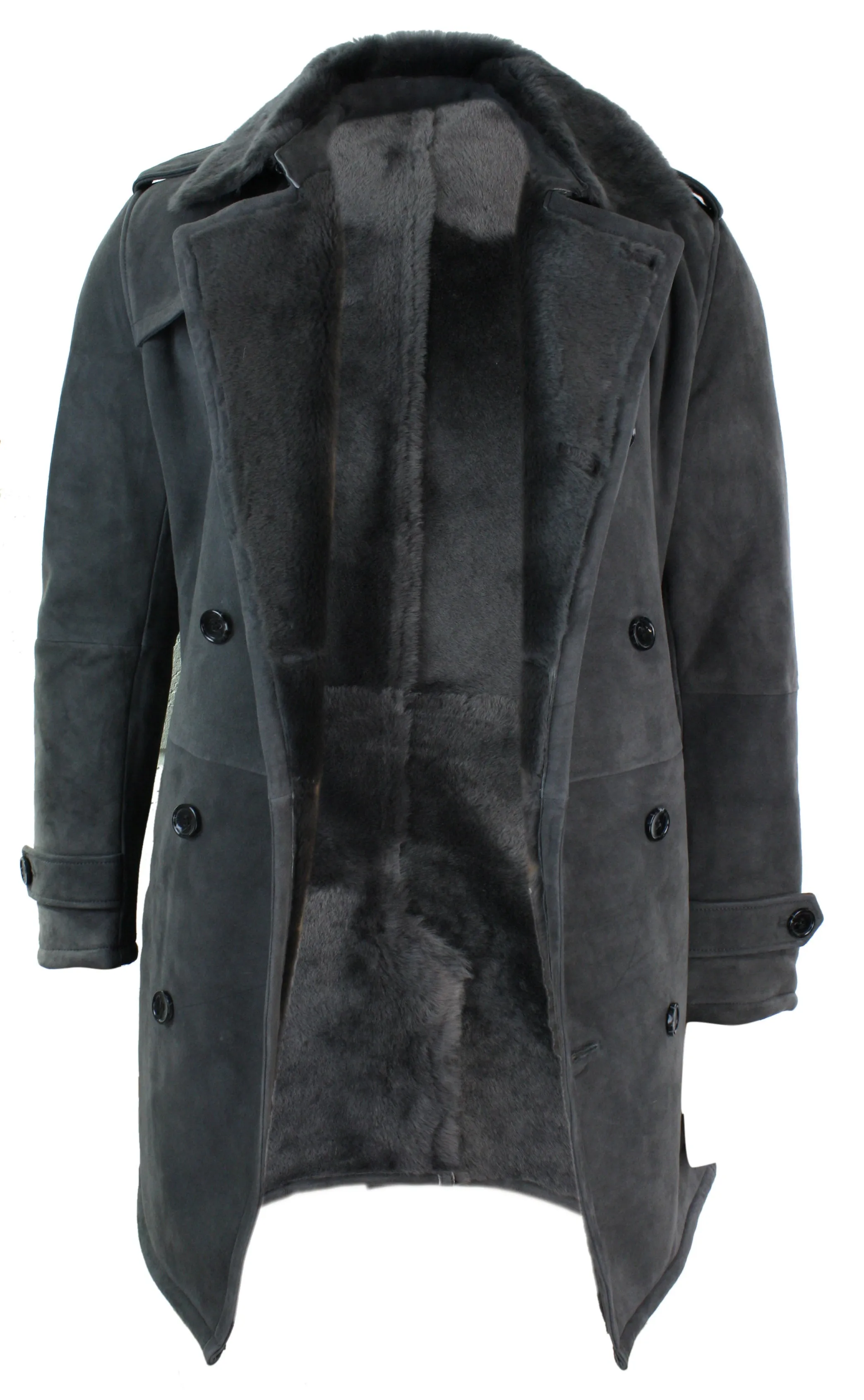 Sheepskin Double Breasted Belted Overcoat