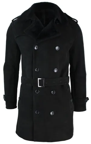 Sheepskin Double Breasted Belted Overcoat