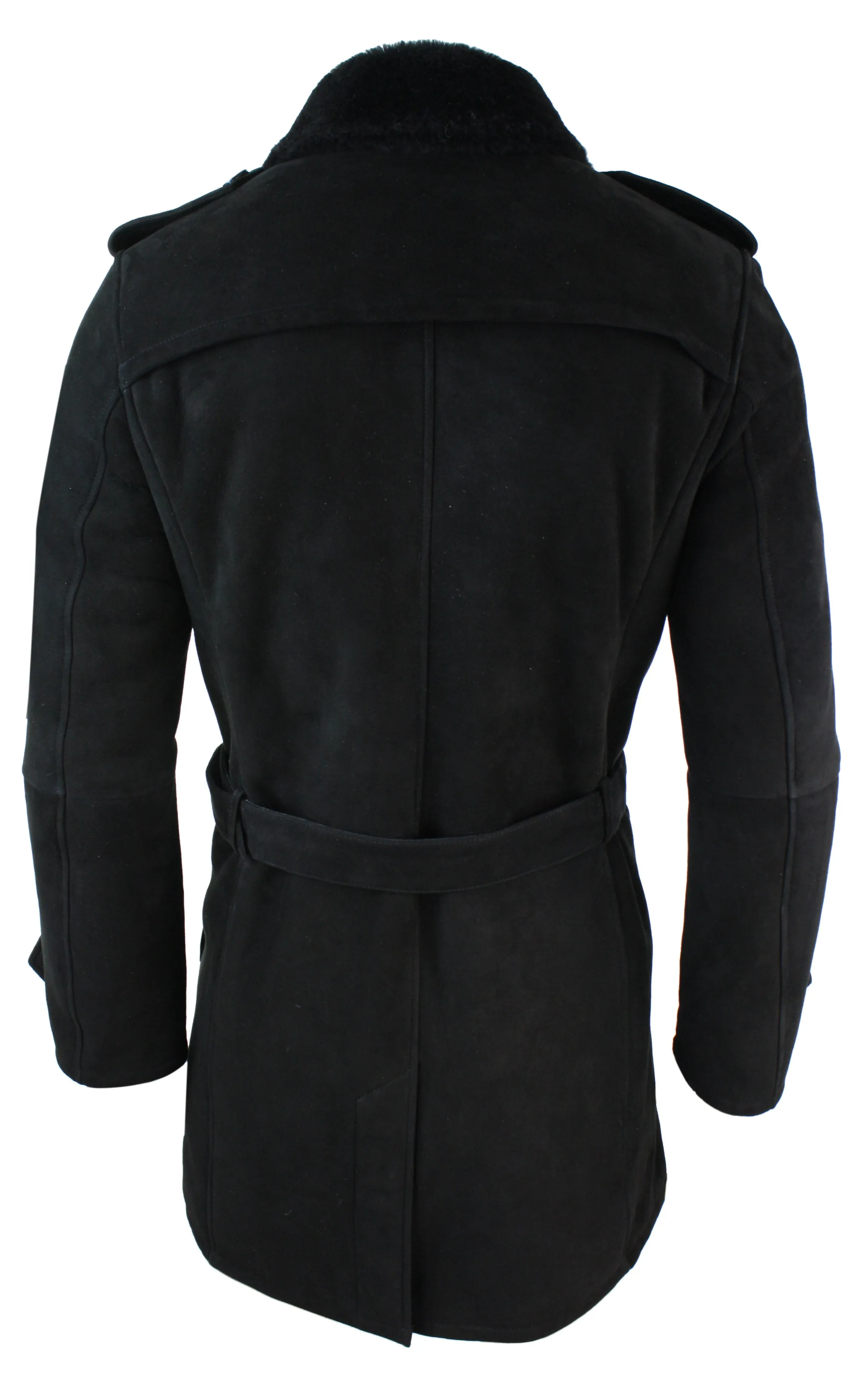 Sheepskin Double Breasted Belted Overcoat