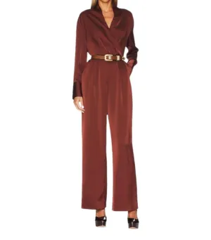Sheila Satin Jumpsuit In Cinnamon