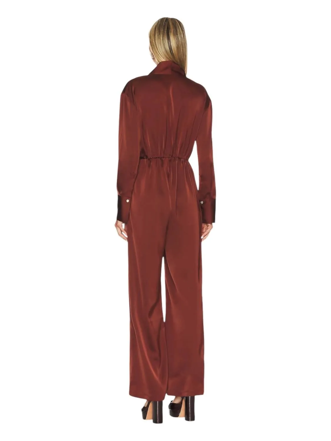 Sheila Satin Jumpsuit In Cinnamon