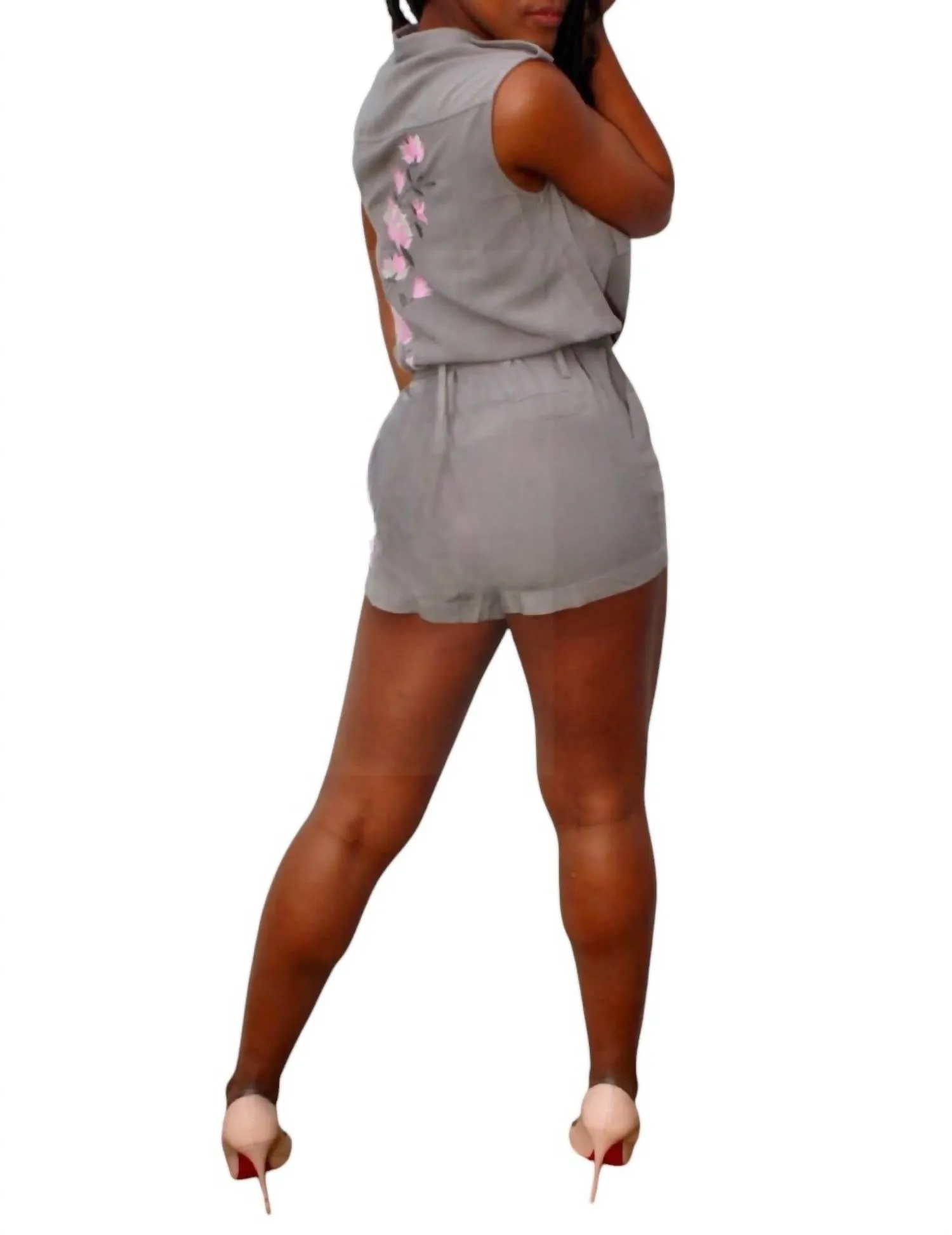 Short Sleeve Romper In Sage