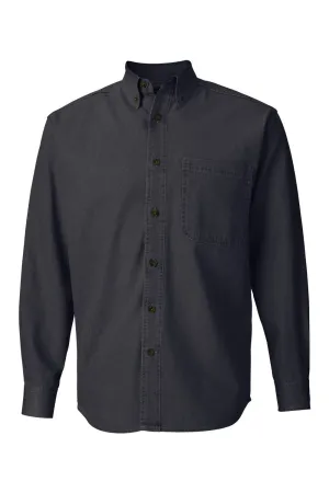 Sierra Pacific Mens Denim Long Sleeve Button Down Shirt w/ Pocket - Black