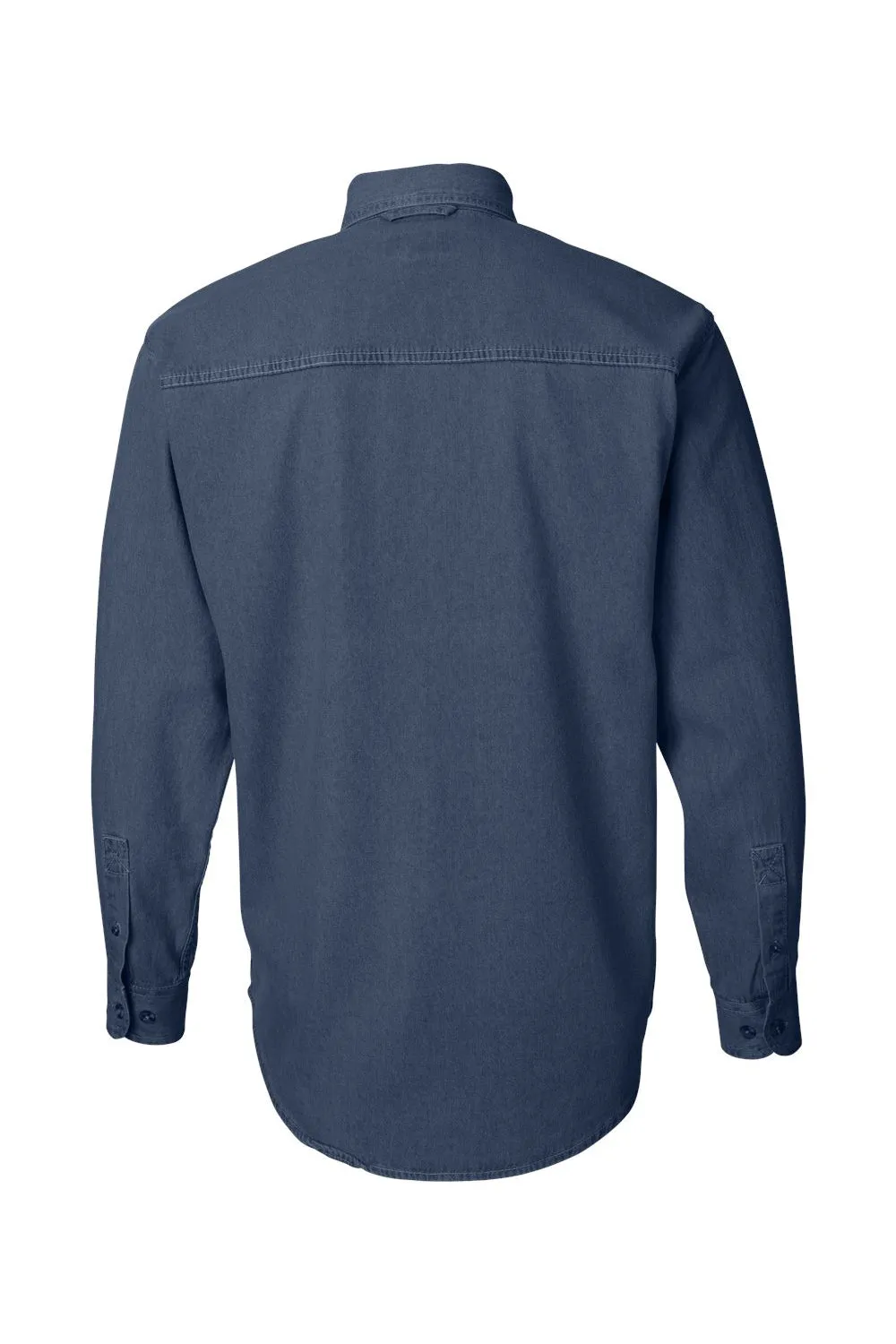 Sierra Pacific Mens Denim Long Sleeve Button Down Shirt w/ Pocket - Dark Blue