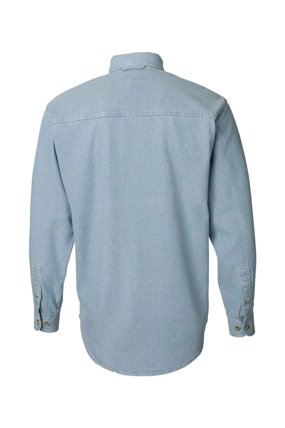 Sierra Pacific Mens Denim Long Sleeve Button Down Shirt w/ Pocket - Light Blue