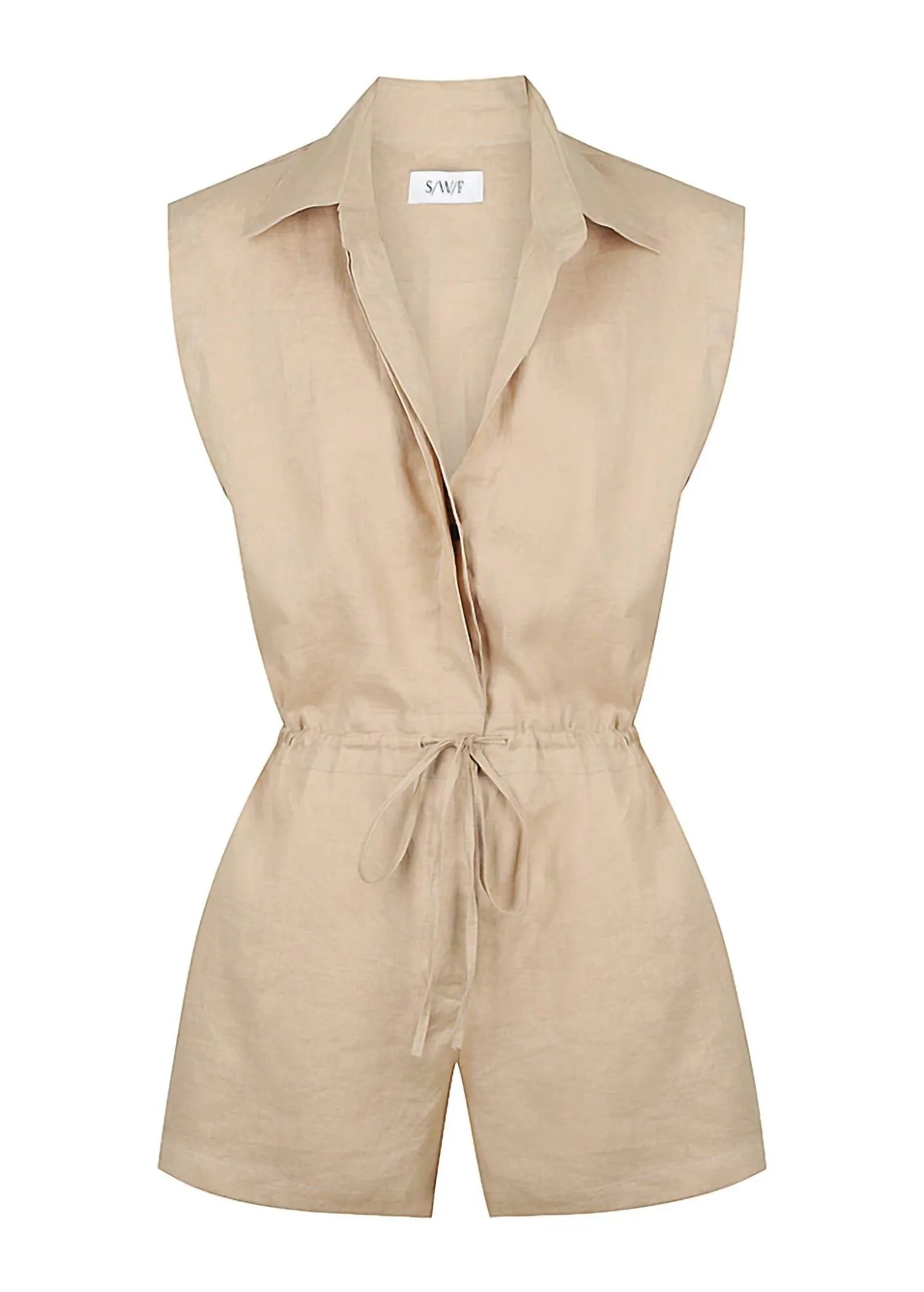 Sleeveless Drawstring Romper In Mojave Desert