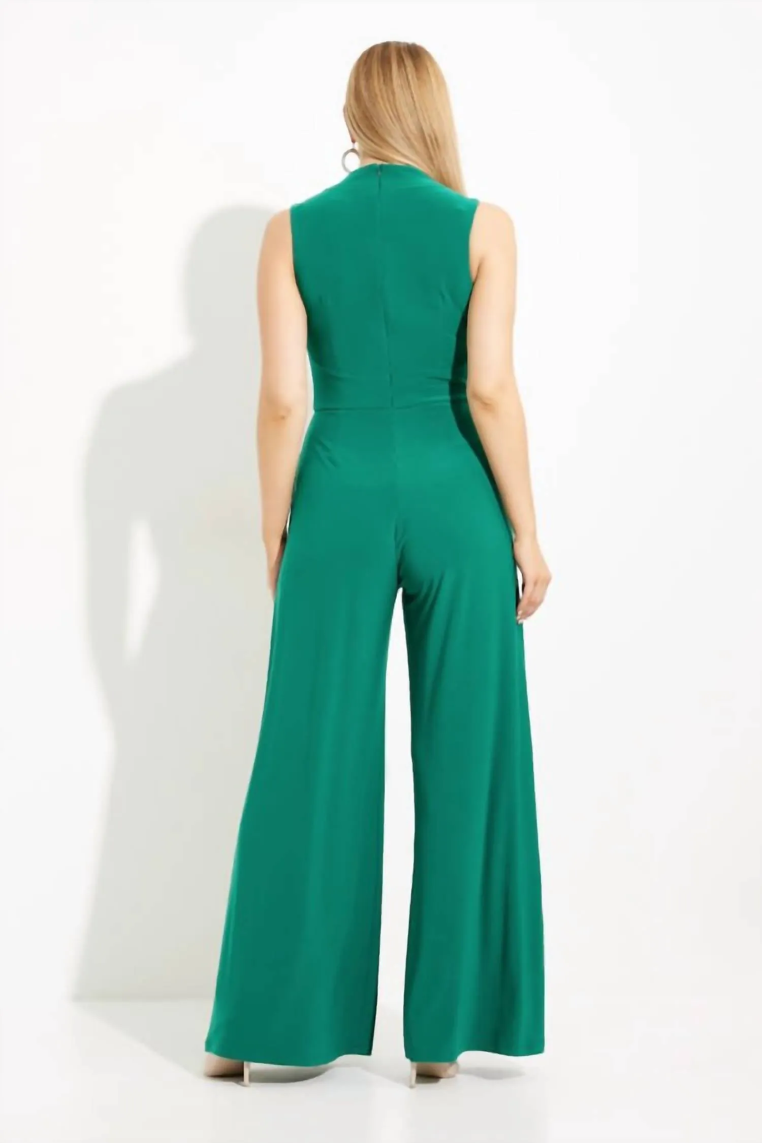 Sleeveless Wide-Leg Jumpsuit In Emerald Green