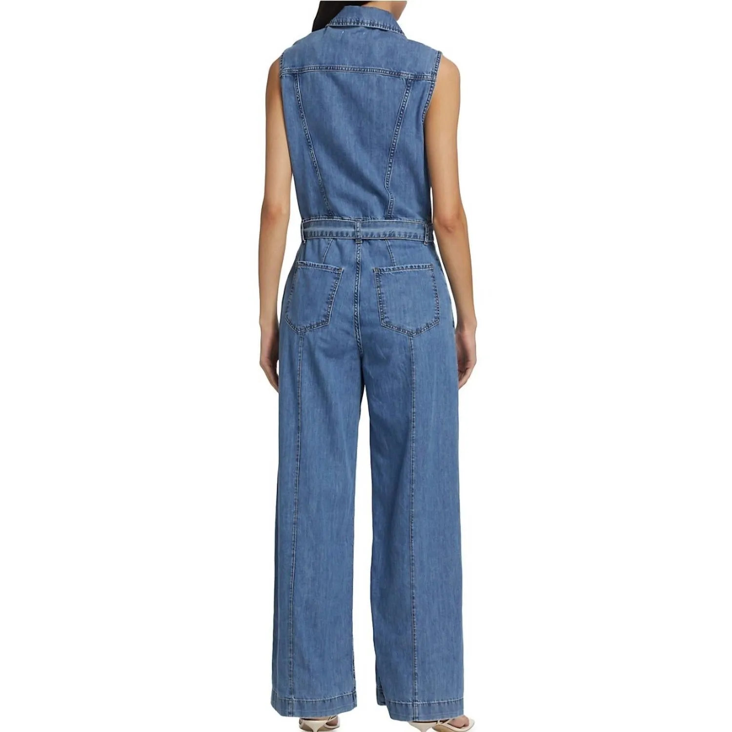 Sleeveless Wide Leg Jumpsuit In Happy Indigo