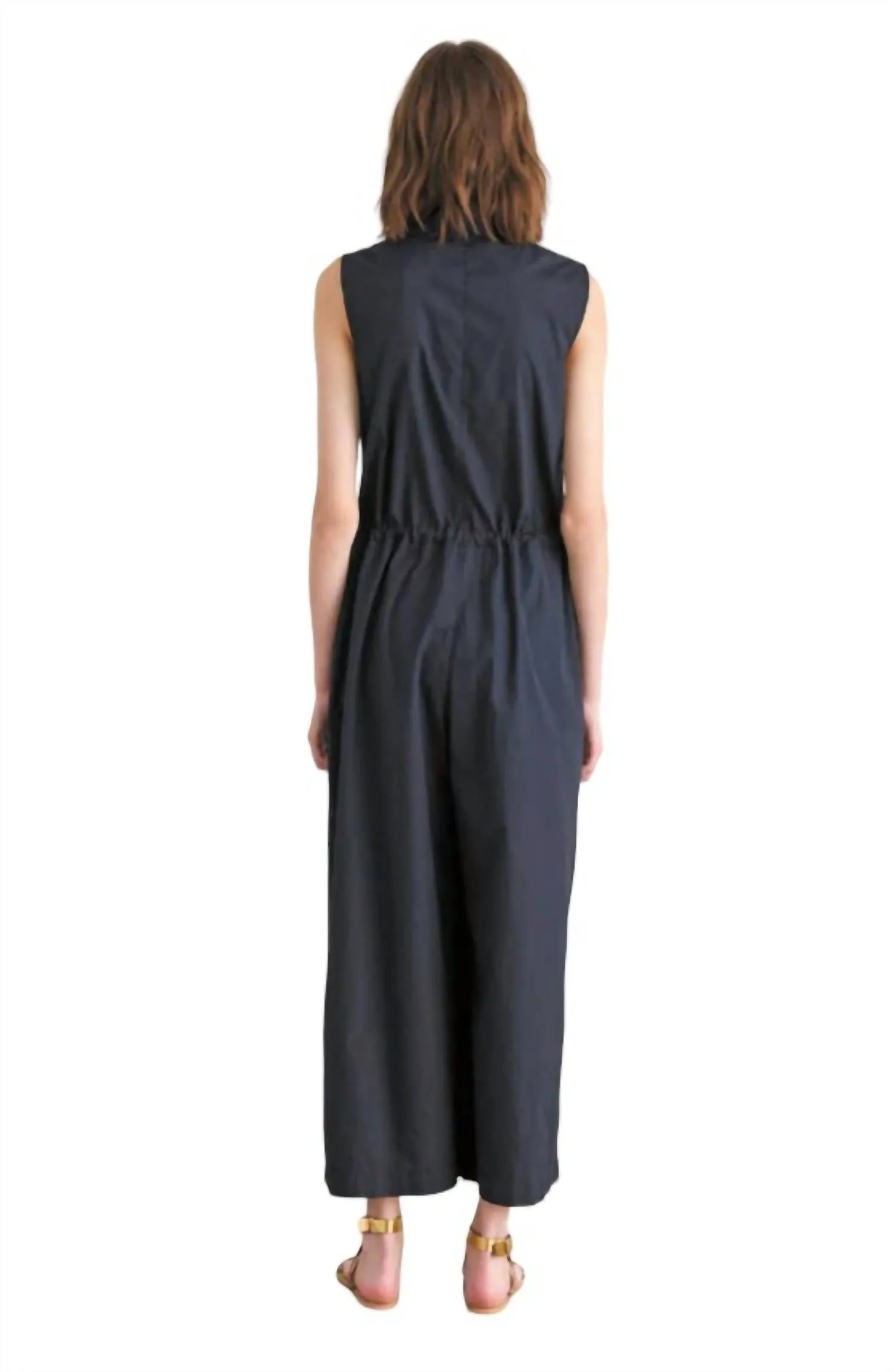 Sleeveless Zip Up Jumpsuit In Navy