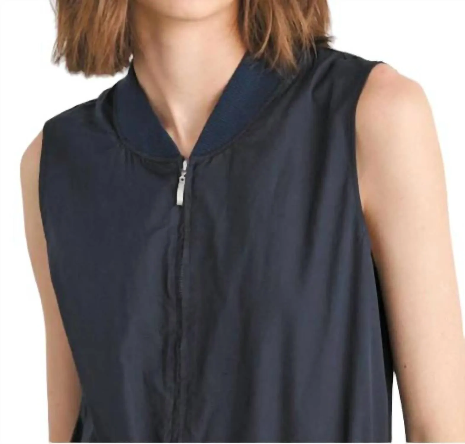 Sleeveless Zip Up Jumpsuit In Navy