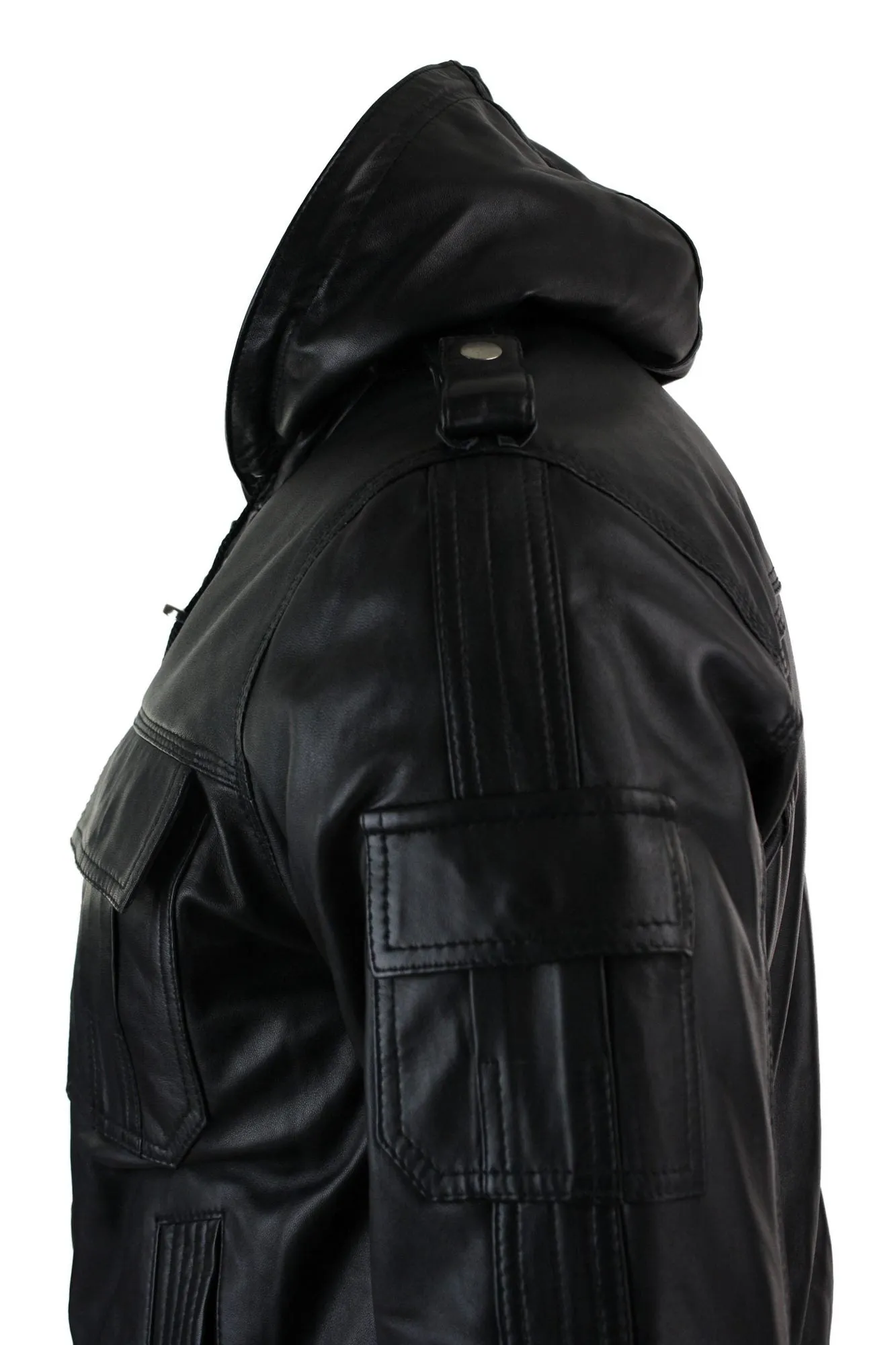 Slim Fit Hooded Leather Jacket