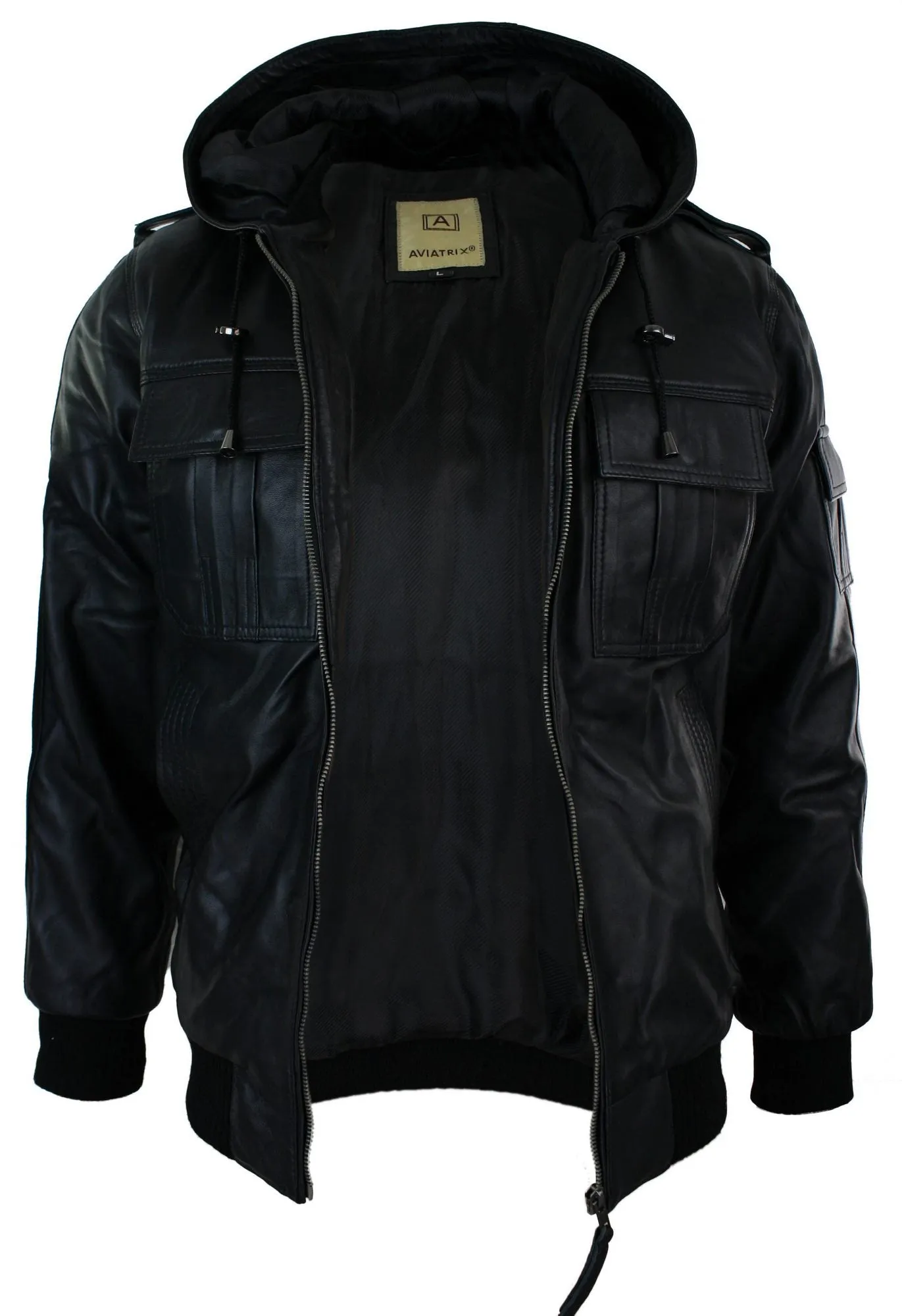 Slim Fit Hooded Leather Jacket