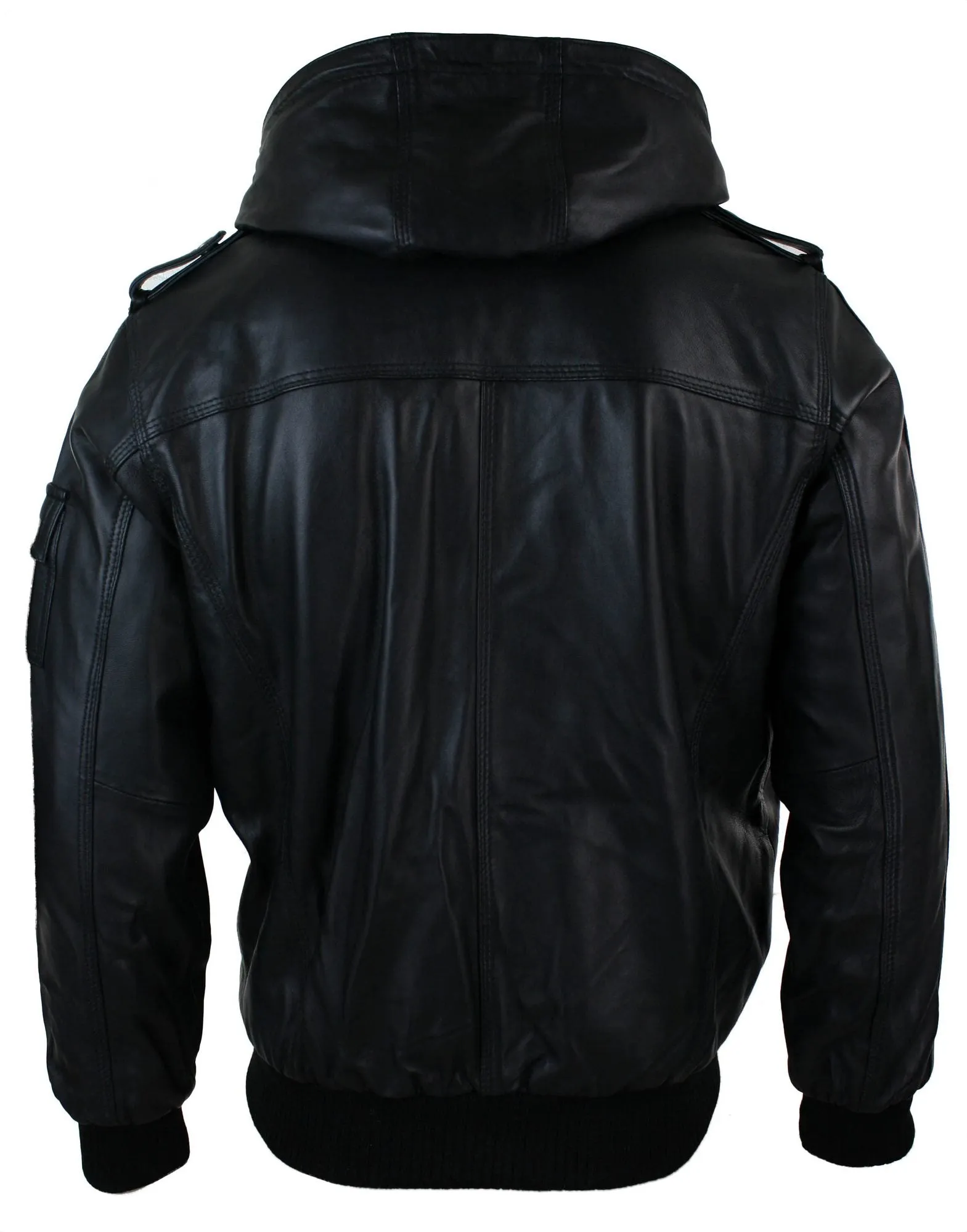 Slim Fit Hooded Leather Jacket
