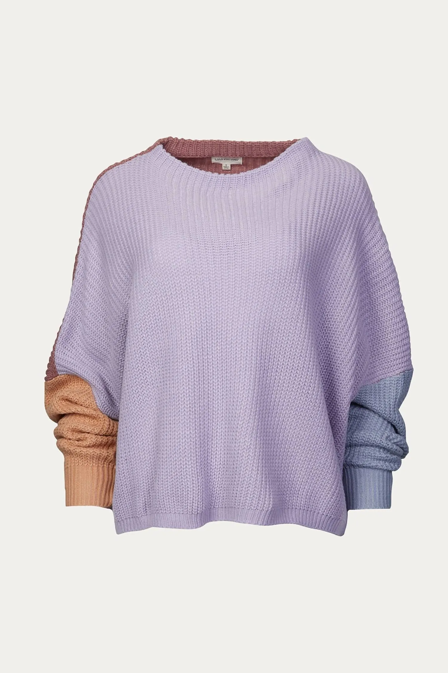 Slouchy Colorblock Ribbed-Knit Sweater In Lavender