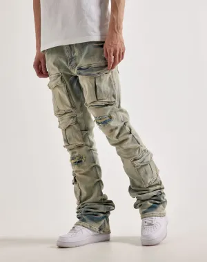 Smoke Rise Utility Pocket Stacked Flare Denim Jeans