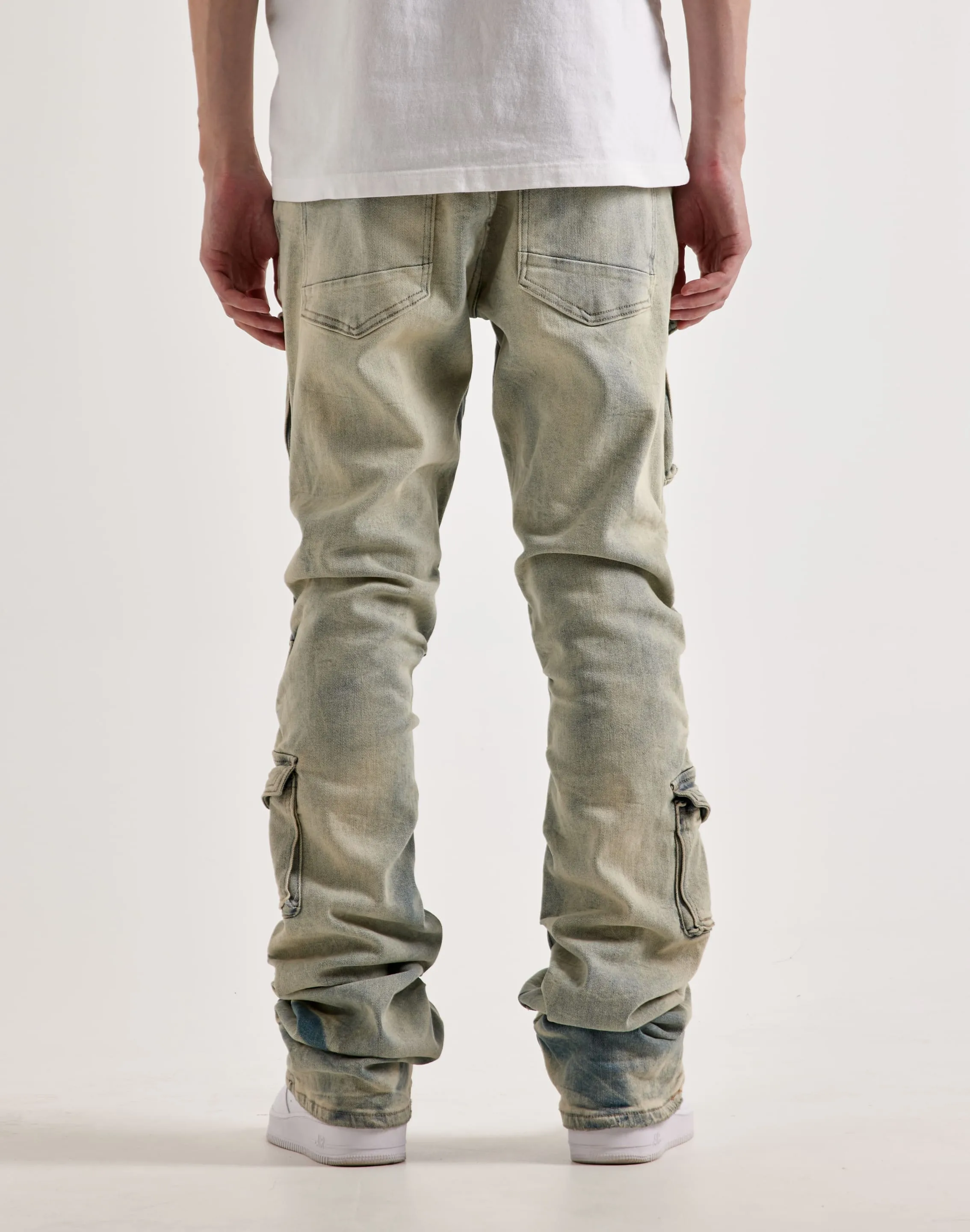Smoke Rise Utility Pocket Stacked Flare Denim Jeans