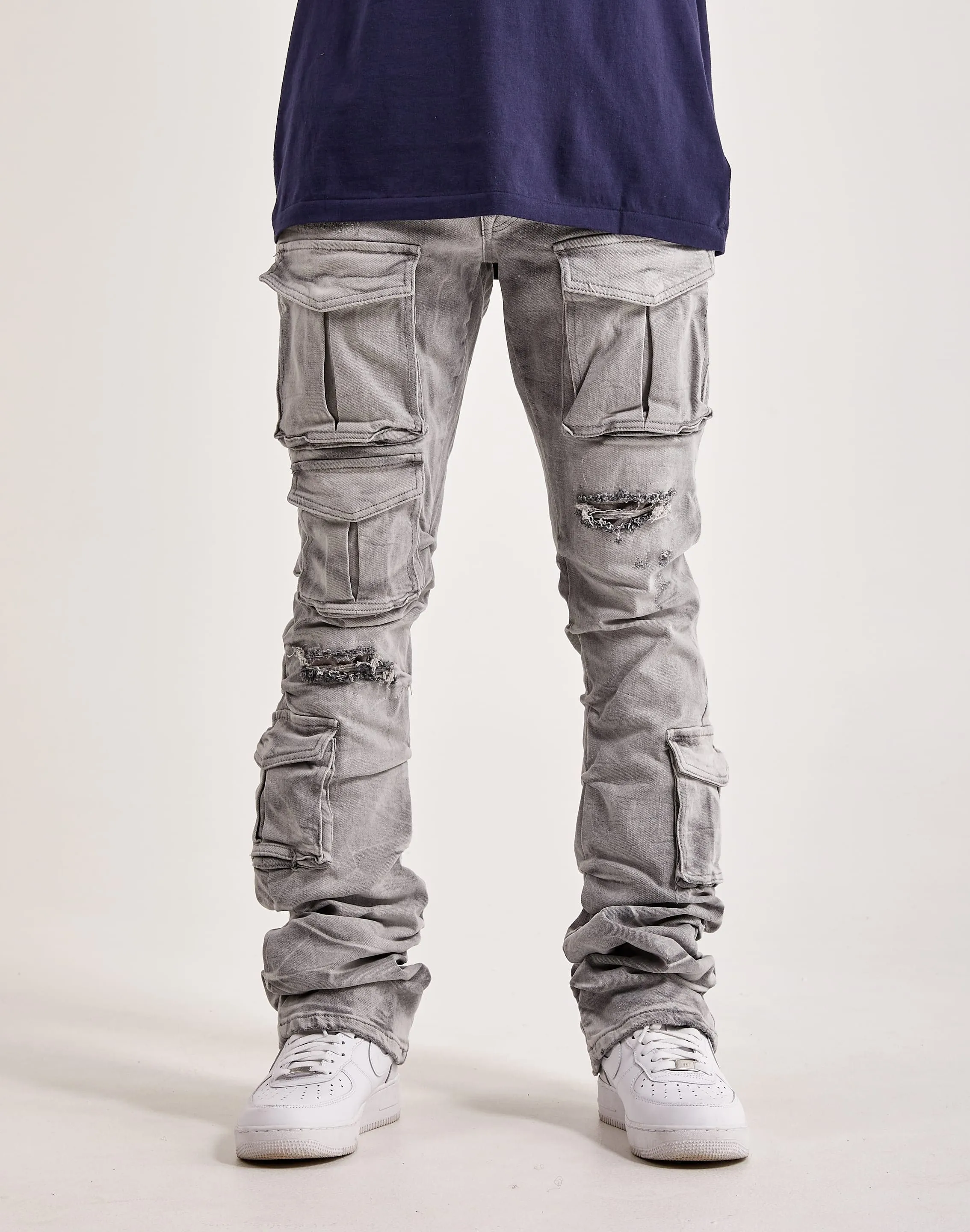 Smoke Rise Utility Pocket Stacked Flare Denim