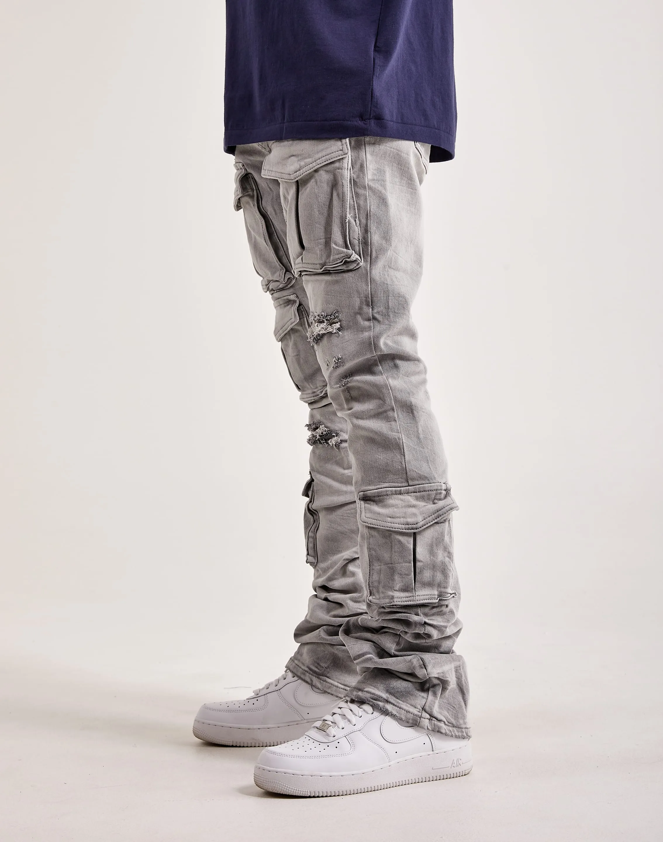 Smoke Rise Utility Pocket Stacked Flare Denim