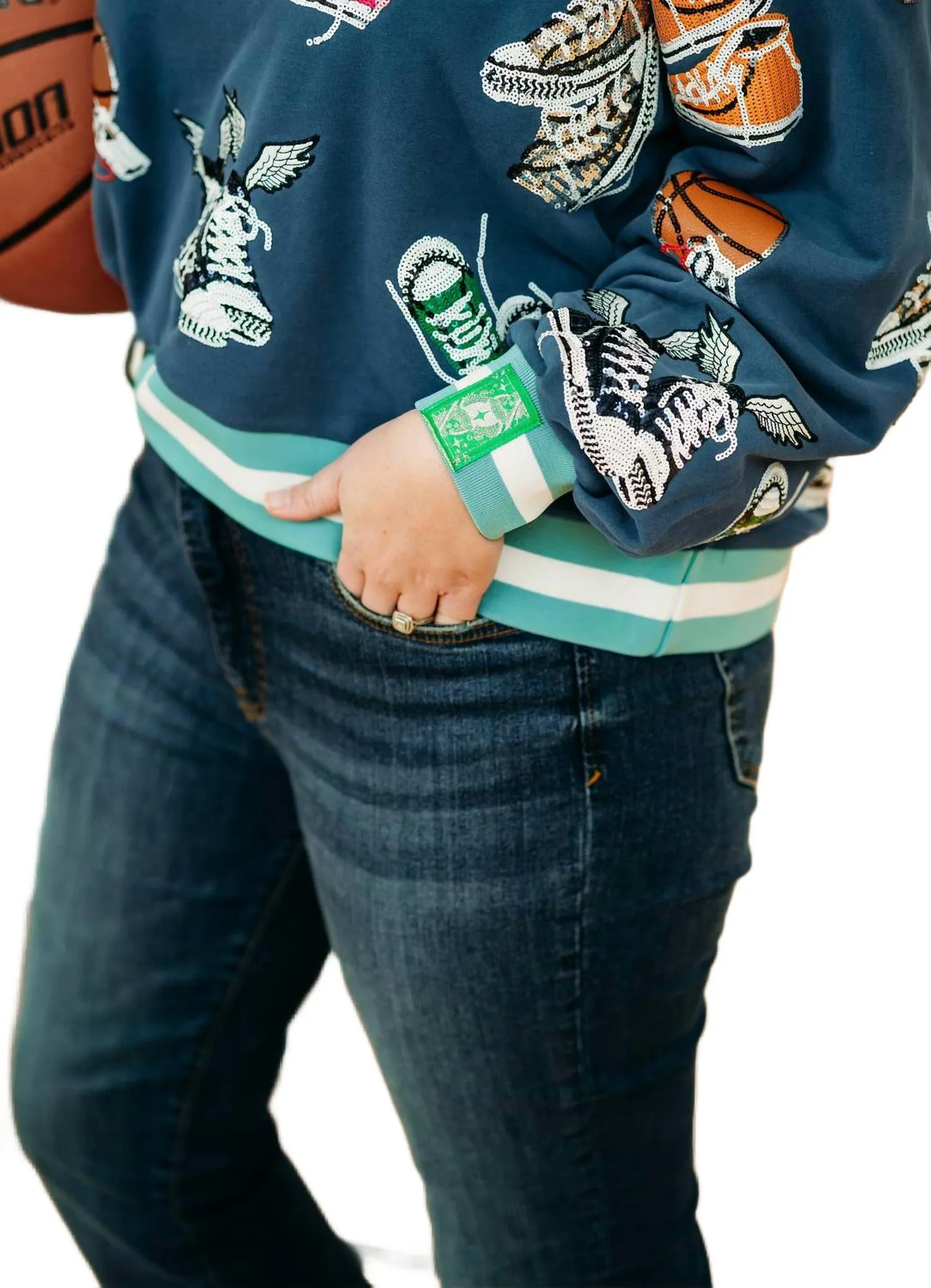 Sneakers With Wings W/ Basketball Sweatshirt In Blue