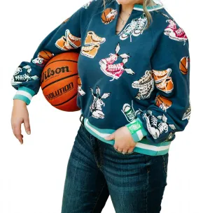 Sneakers With Wings W/ Basketball Sweatshirt In Blue