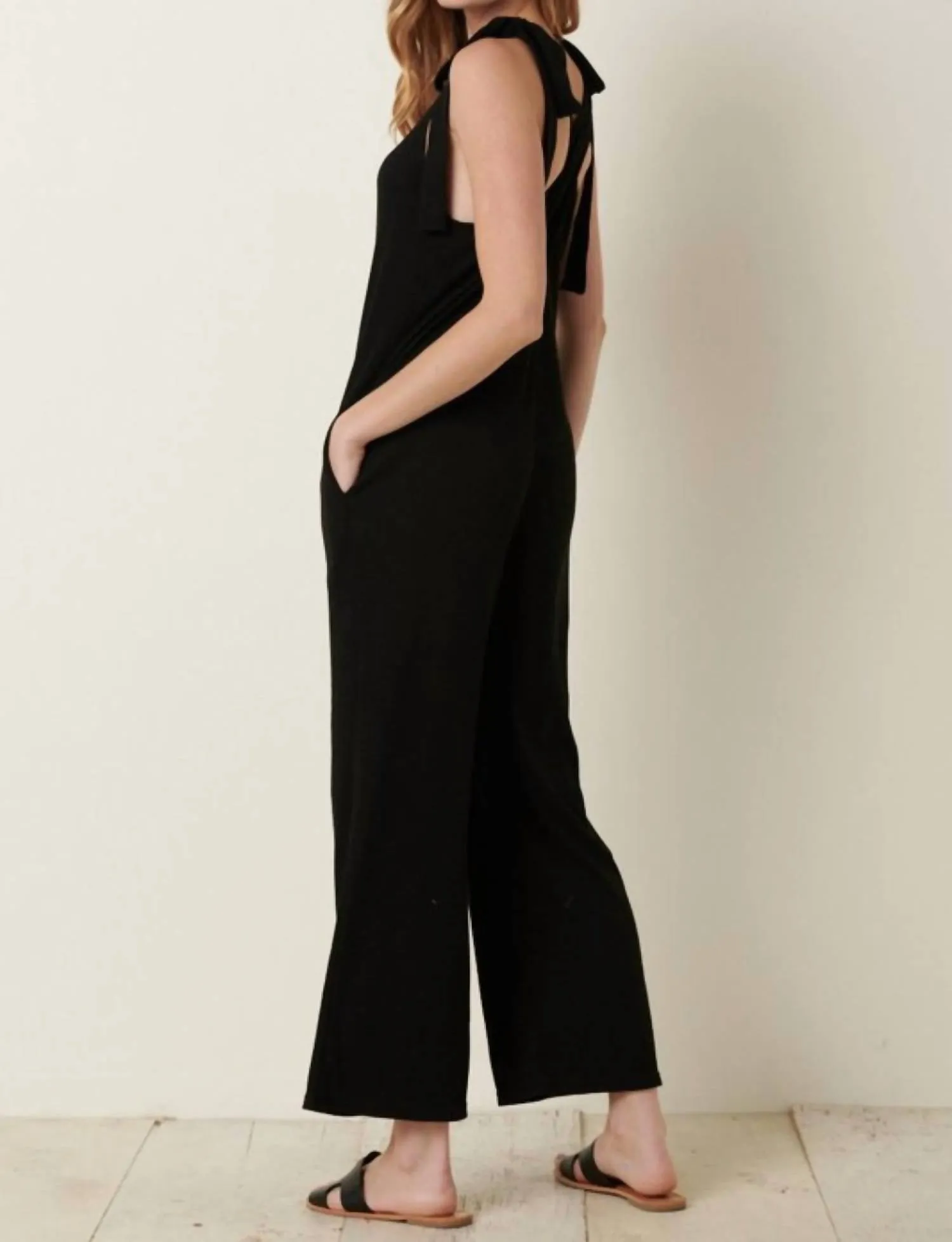 So Selfless Slub Ribbed Knit Jumpsuit In Black