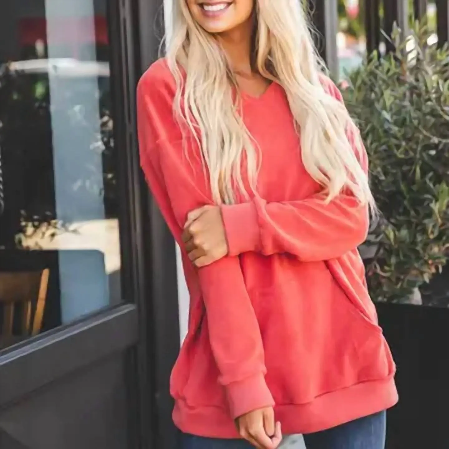 Soft Oversized Megan Pullover In Coral