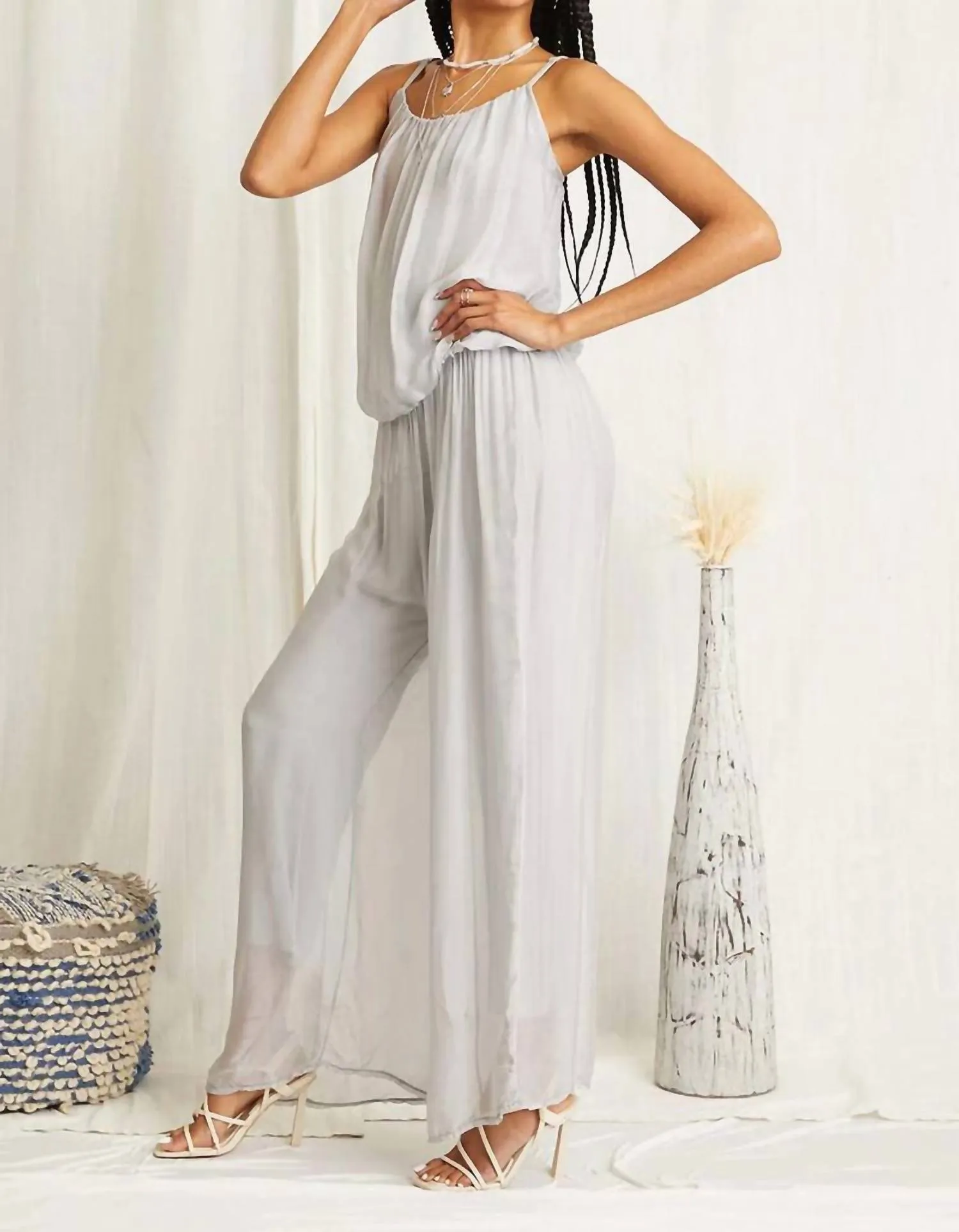 Stella Jumpsuit In Silver