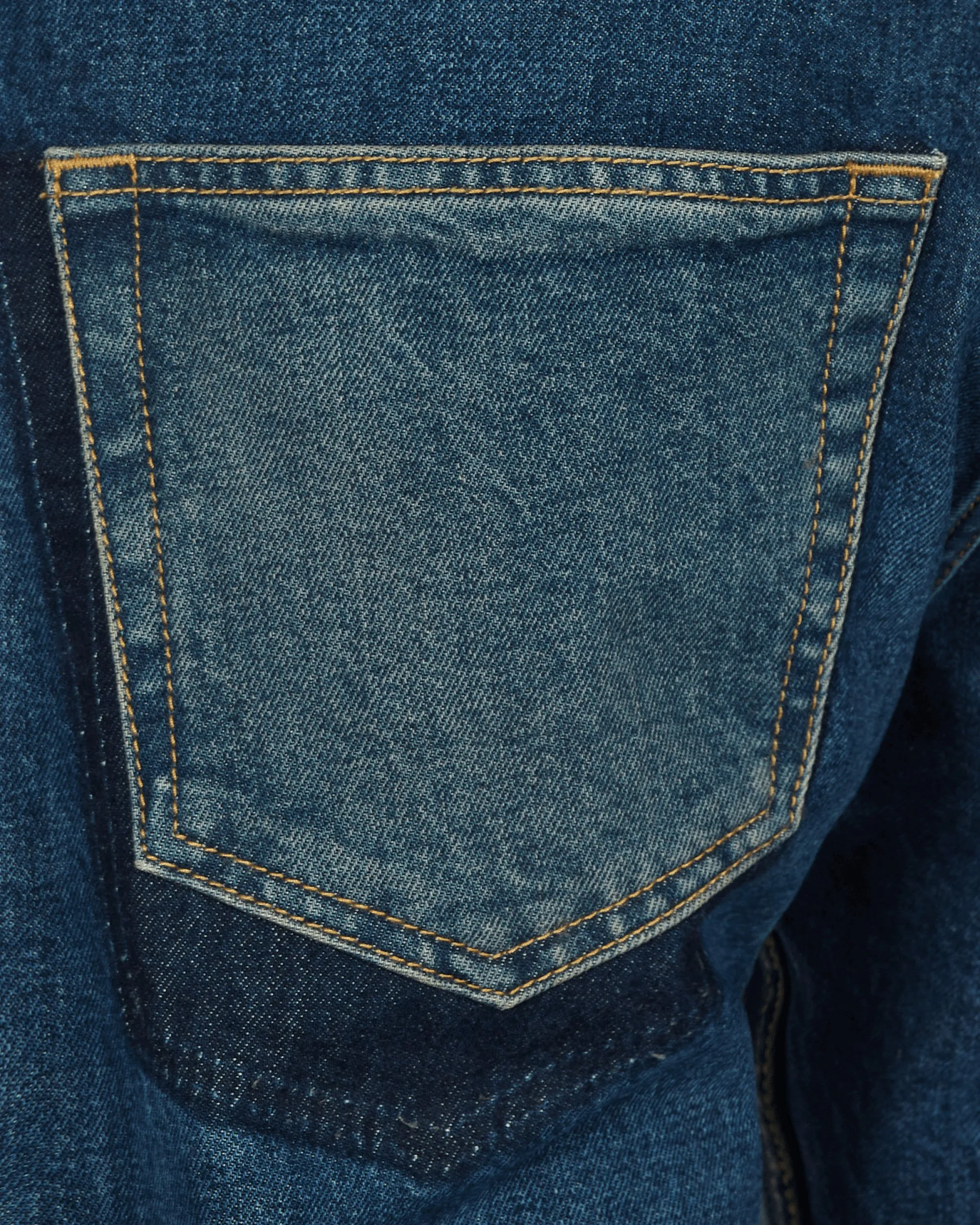 Straight-Leg Faded Denim Pants Blue