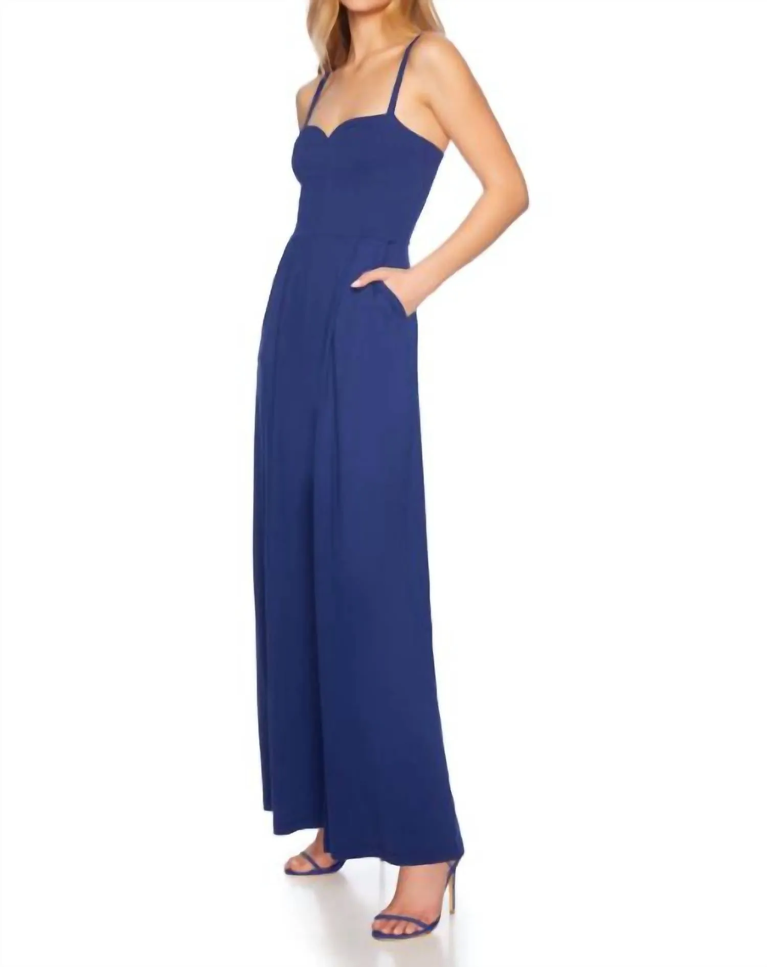 Strap Sweetheart Jumpsuit In Lake