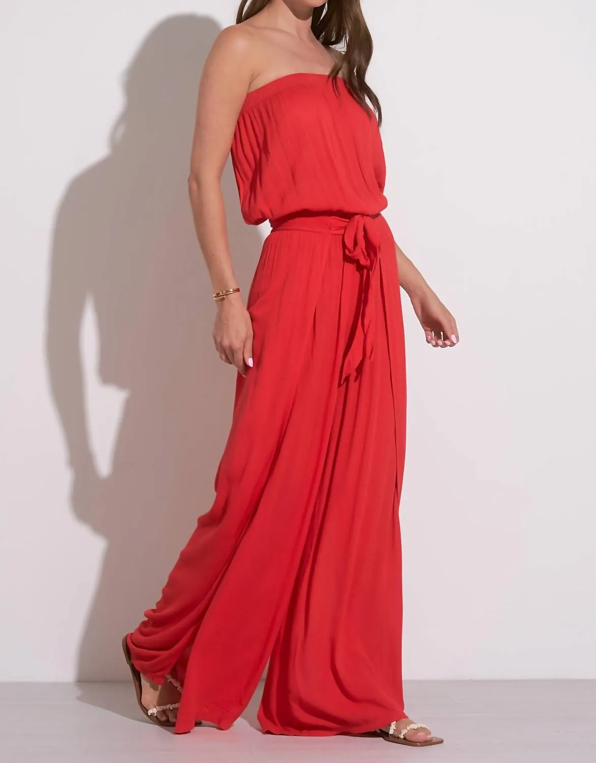 Strapless Jumpsuit In Red