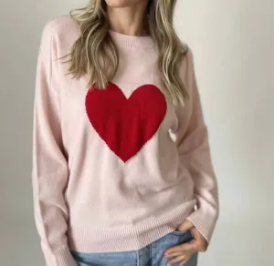 Sweetheart Sweater In Pink/red