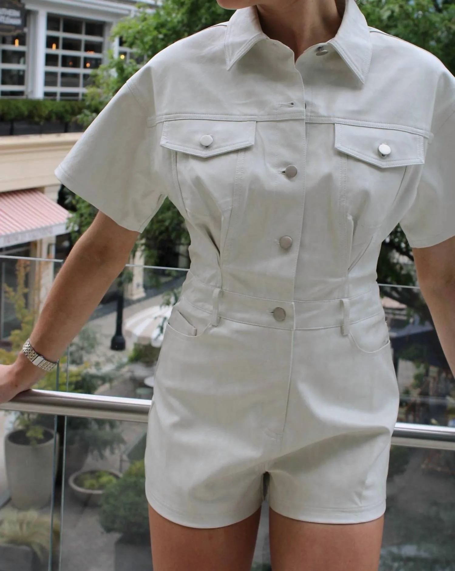 Take Me To The Tailgate Romper In Ivory